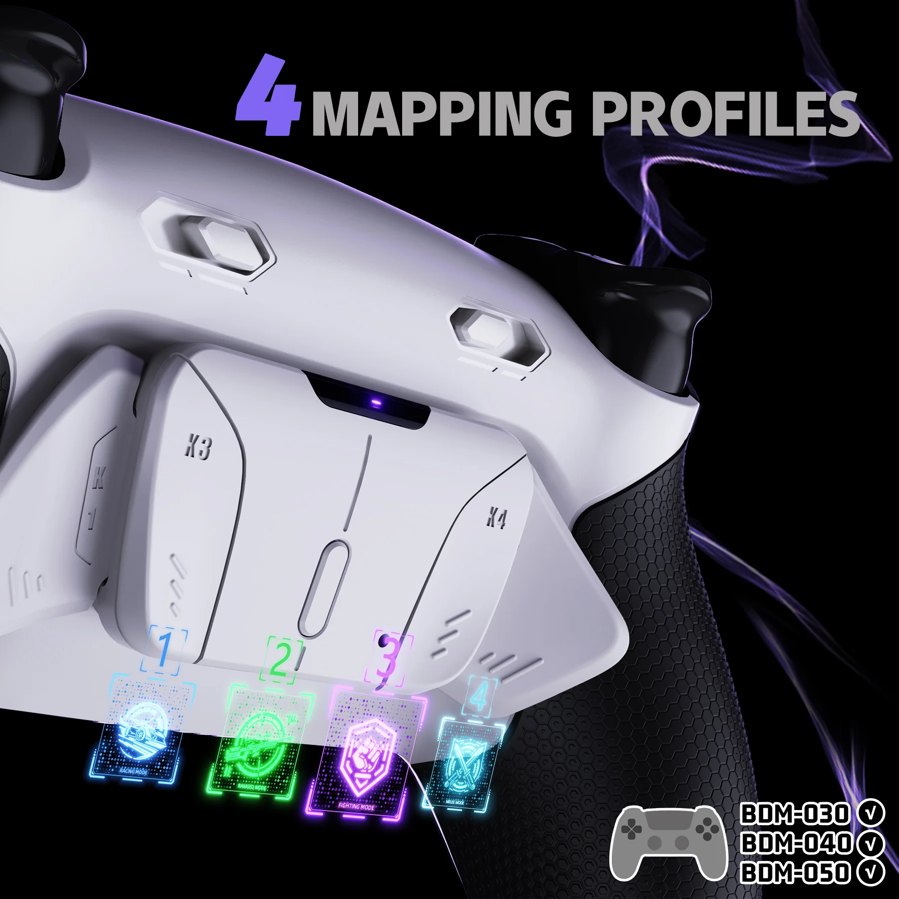eXtremeRate RISE4 Plus MAX Back Paddles Kit with Clicky Trigger Stops & Rubberized Grip for PS5 Controller BDM-030/040/050 - White Black - White - Image 7