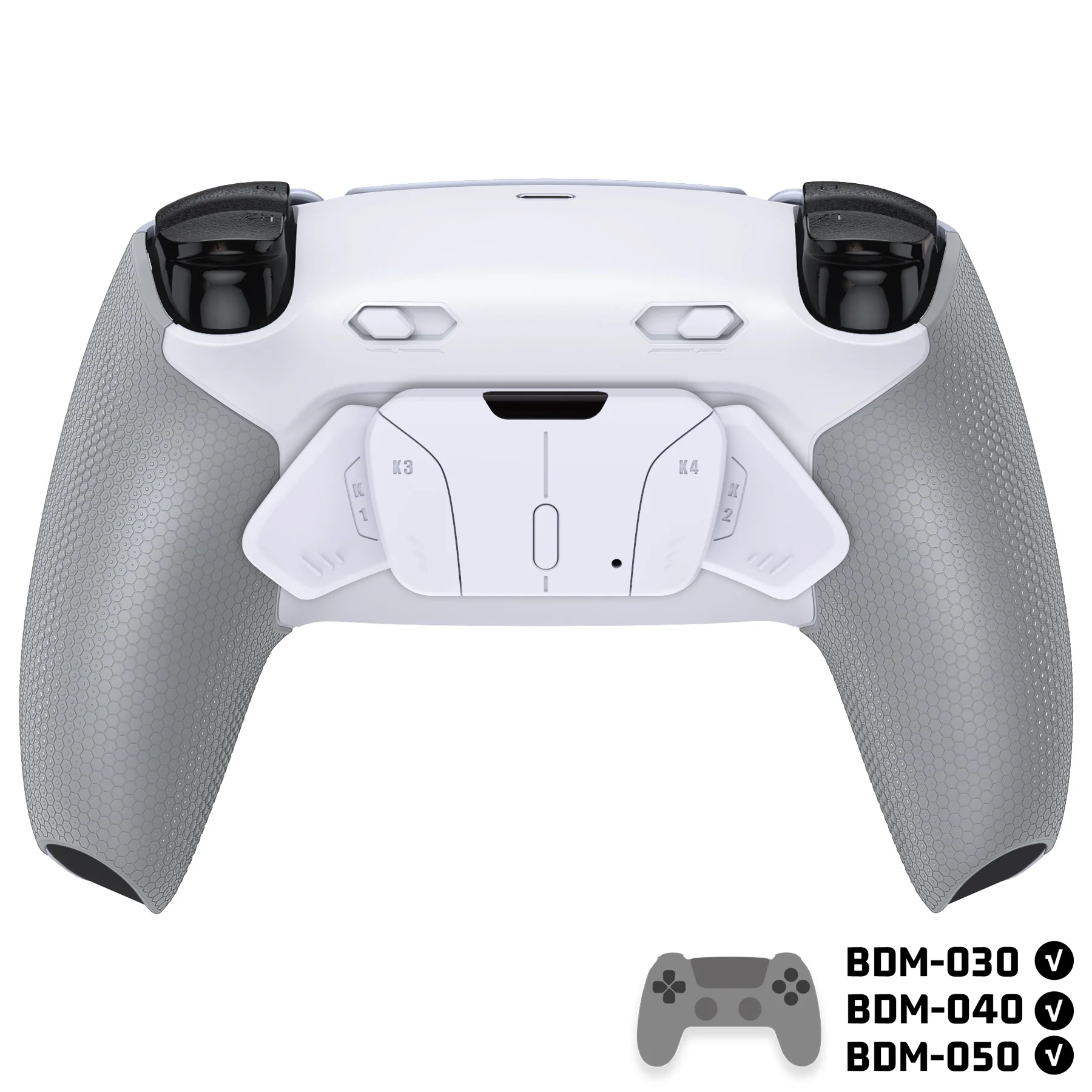 eXtremeRate RISE4 Plus MAX Back Paddles Kit with Clicky Trigger Stops & Rubberized Grip for PS5 Controller BDM-030/040/050 - White Gray - Image 4