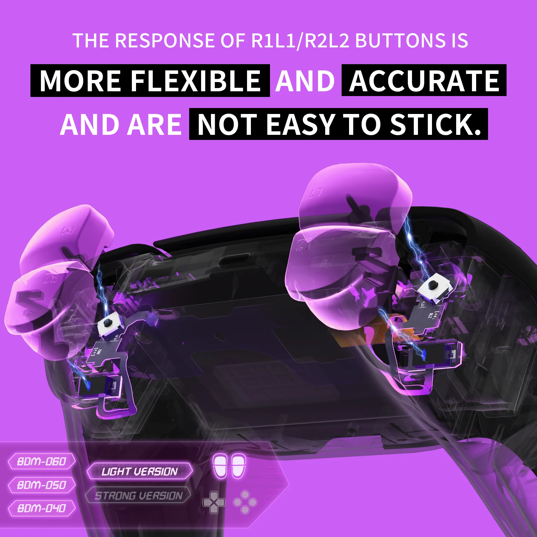 eXtremeRate Shoulder Buttons Micro Switch - Light Version Tactile Clicky Hair Trigger Kit V2 for PS5 Controller BDM-040/050/060 - Image 8