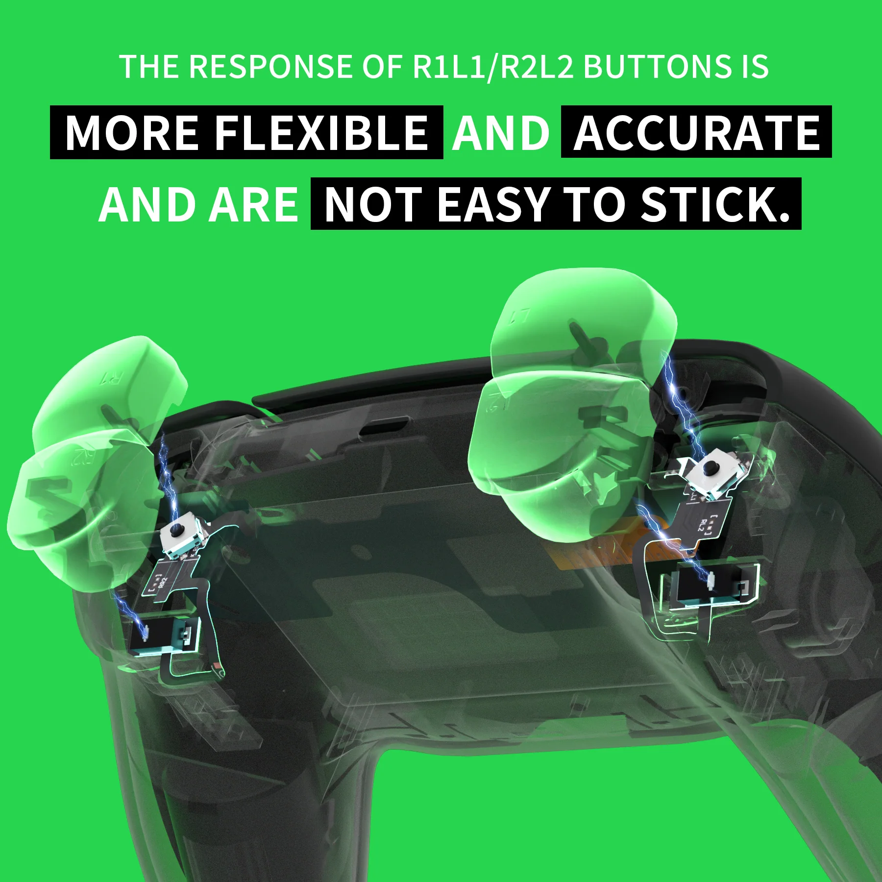 eXtremeRate Shoulder Buttons Micro Switch - Strong Version Tactile Clicky Hair Trigger Kit for PS5 Controller BDM-030 - Image 11