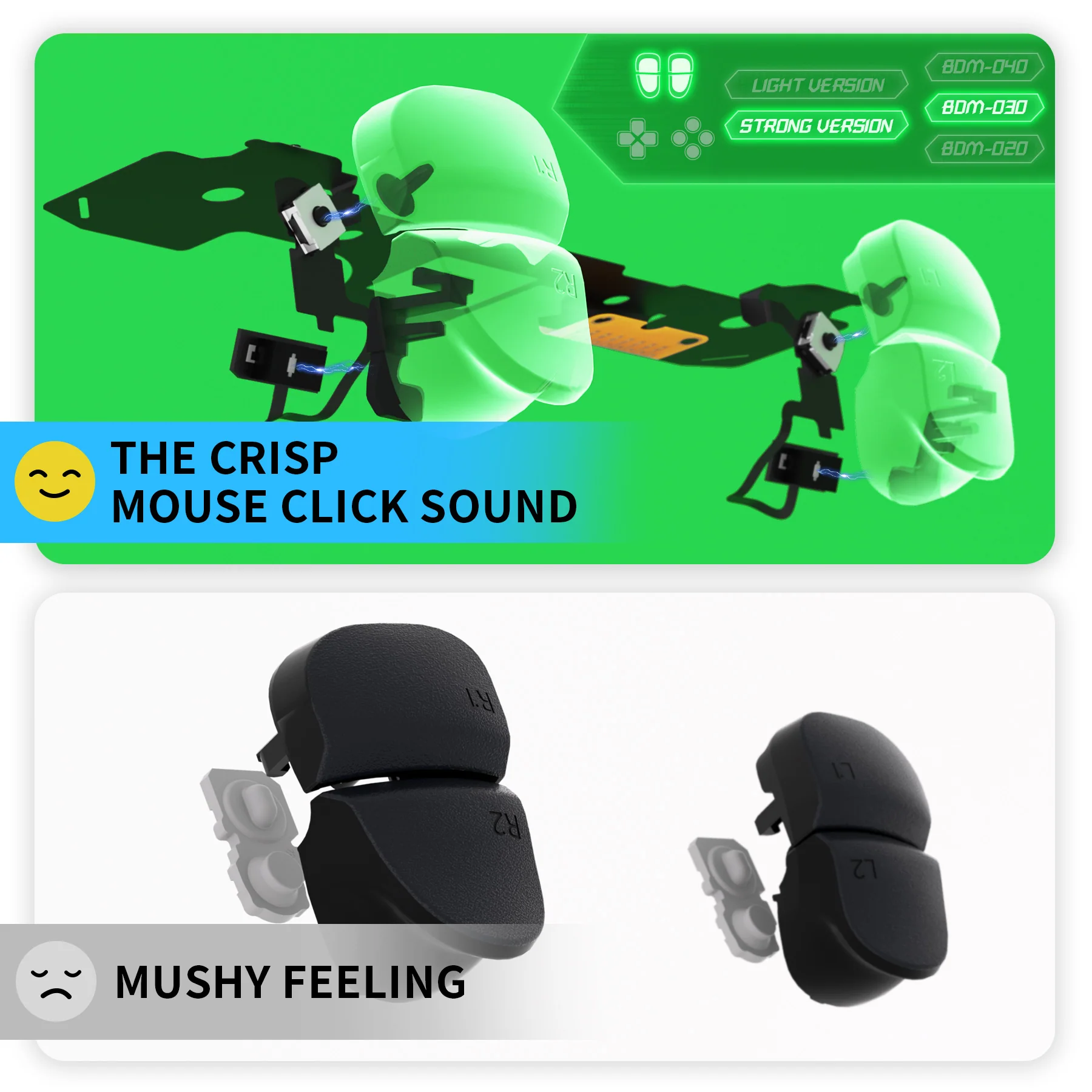 eXtremeRate Shoulder Buttons Micro Switch - Strong Version Tactile Clicky Hair Trigger Kit for PS5 Controller BDM-030 - Image 7