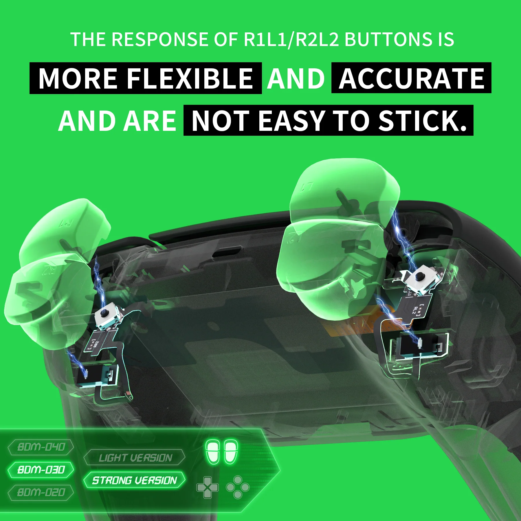 eXtremeRate Shoulder Buttons Micro Switch - Strong Version Tactile Clicky Hair Trigger Kit for PS5 Controller BDM-030 - Image 8