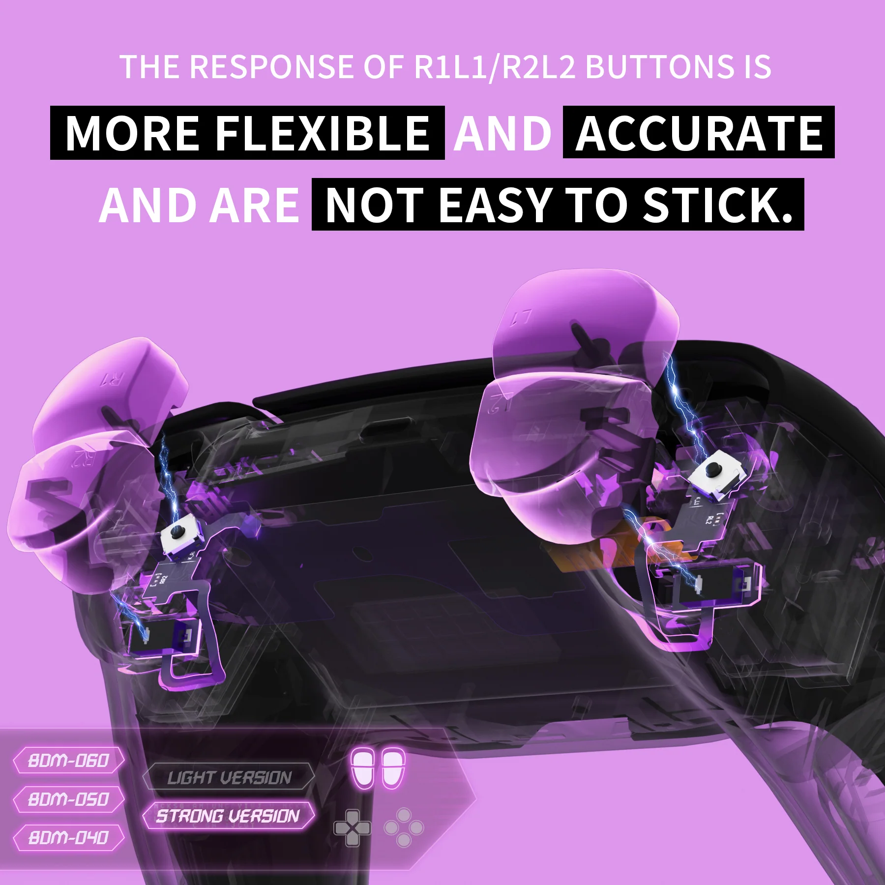 eXtremeRate Shoulder Buttons Micro Switch - Strong Version Tactile Clicky Hair Trigger Kit V2 for PS5 Controller BDM-040/050/060 - Image 9