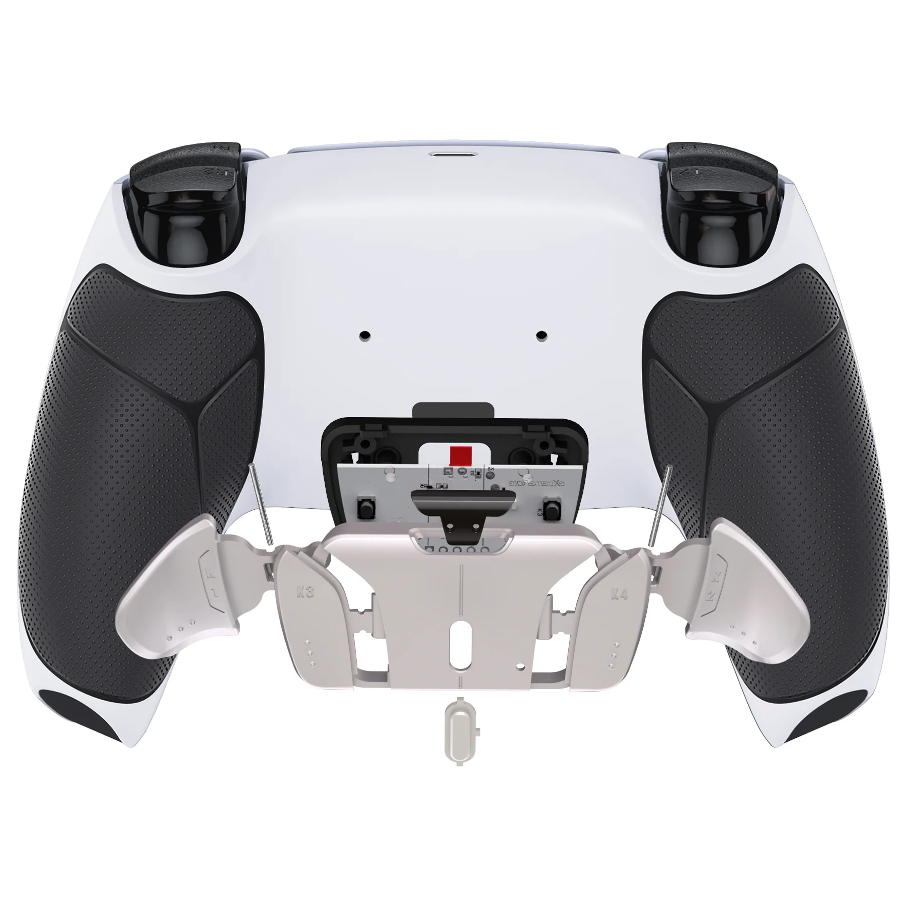 eXtremeRate Silver Real Metal Buttons (RMB) Version RISE4 Remap Kit for PS5 Controller BDM-010/020 - Rubberized White Black - Image 6