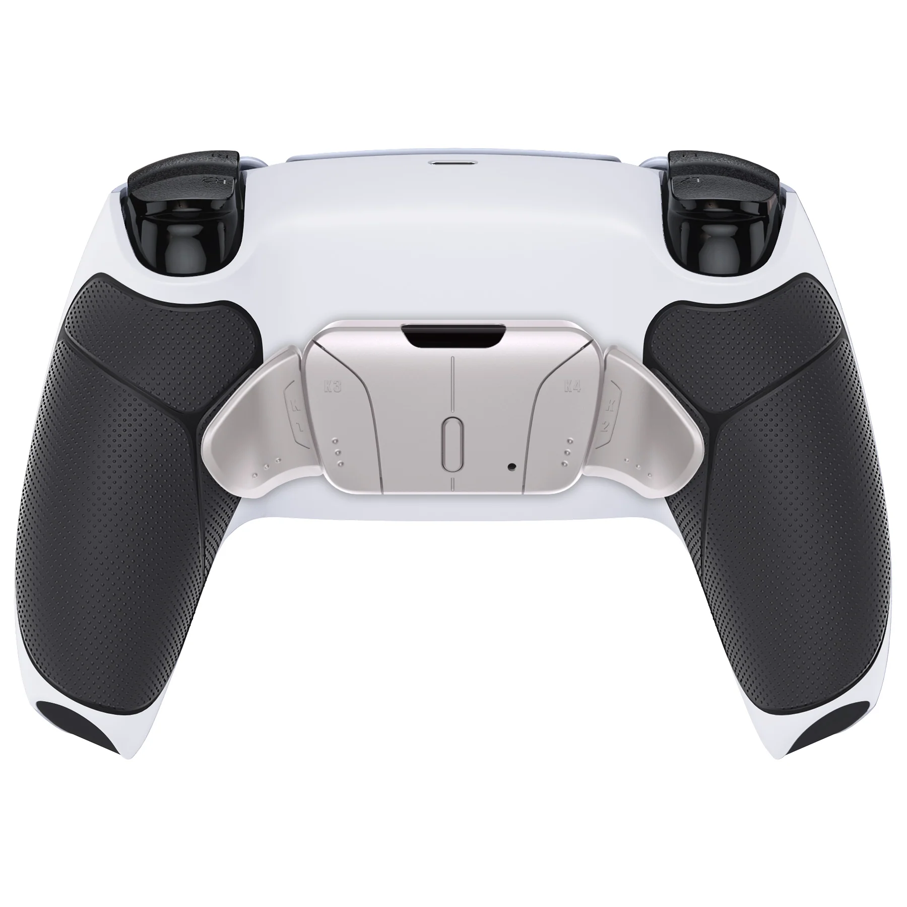 eXtremeRate Silver Real Metal Buttons (RMB) Version RISE4 V3 Remap Kit for PS5 Controller BDM-030/040/050 - Rubberized Black Grips with White Back Shell - Image 7