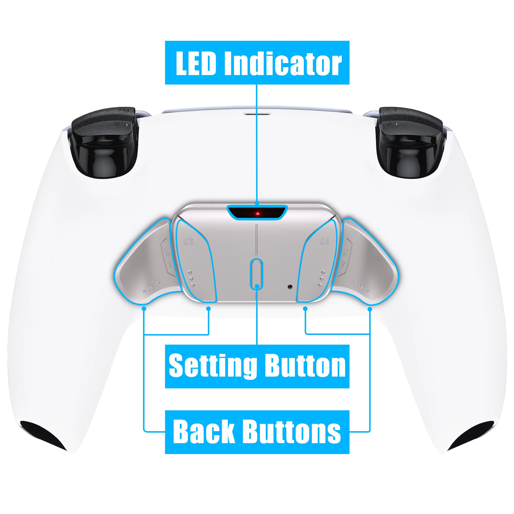 eXtremeRate Silver Real Metal Buttons (RMB) Version RISE4 V3 Remap Kit for PS5 Controller BDM-030/040/050 - White - Image 4
