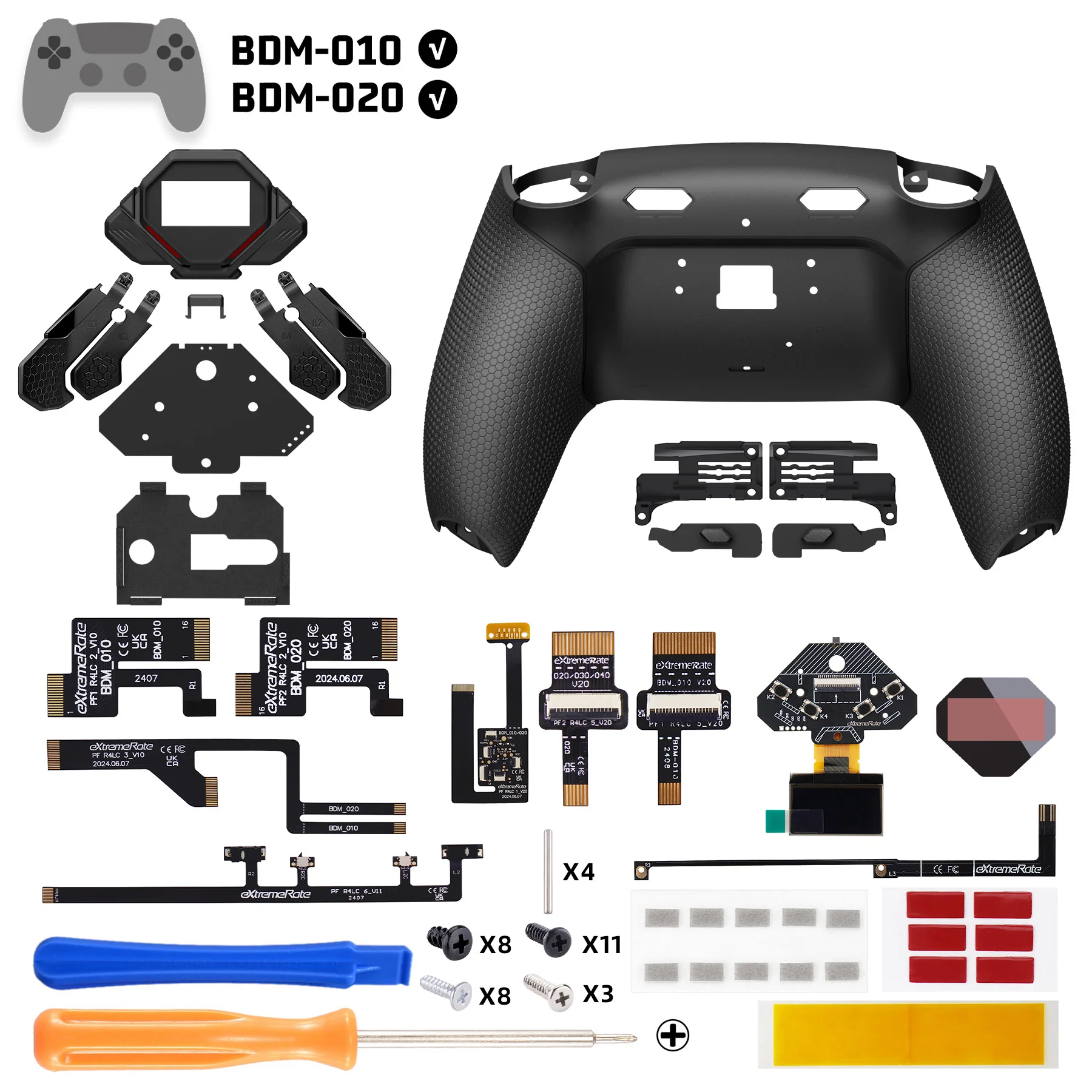 eXtremeRate SPARK Back Paddles Kit with OLED Display & Clicky Trigger Stops & Ergonomic Grips for PS5 Controller BDM-010/020 - Rubberized Black - Image 2