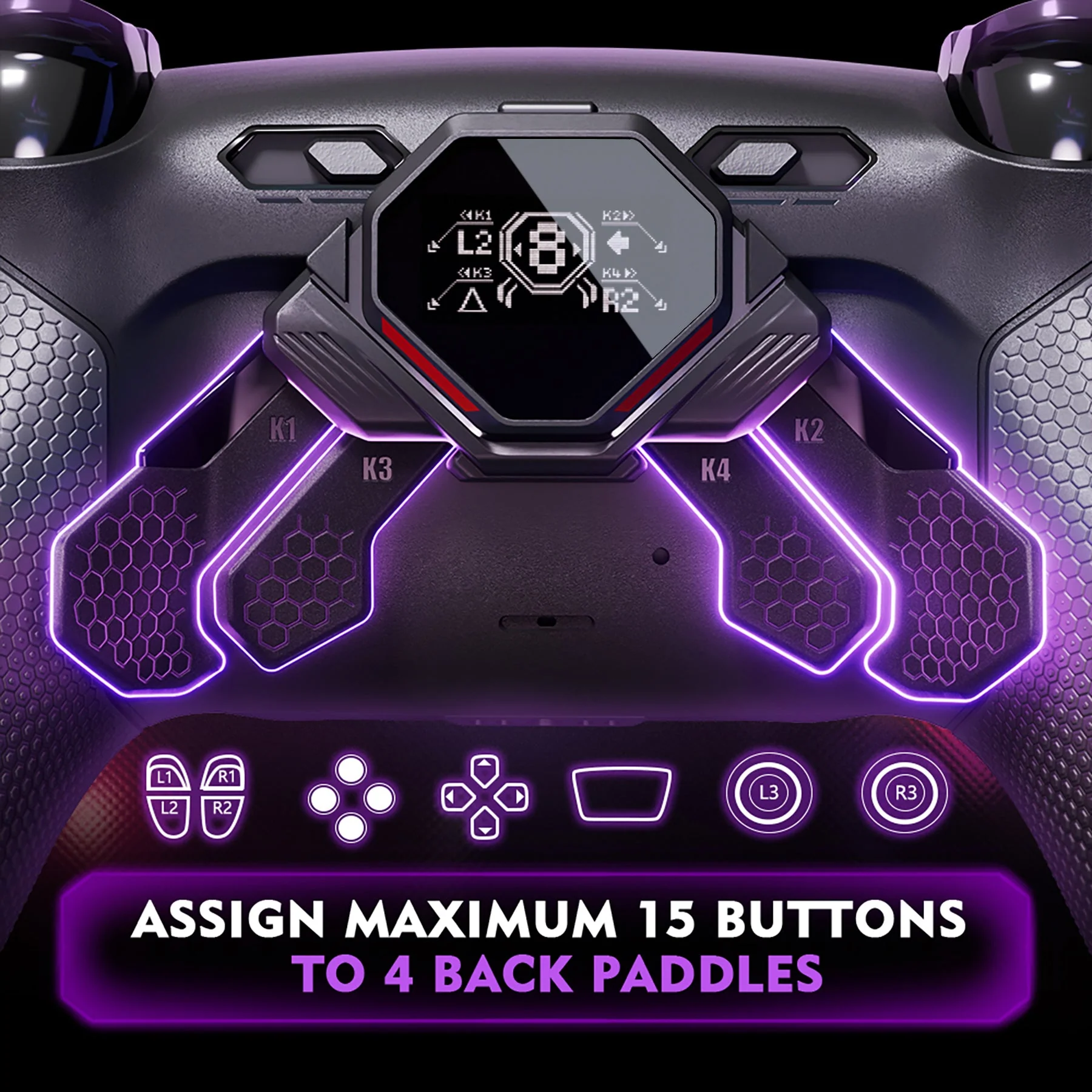 eXtremeRate SPARK Back Paddles Kit with OLED Display & Clicky Trigger Stops & Ergonomic Grips for PS5 Controller BDM-010/020 - Rubberized Black - Image 4