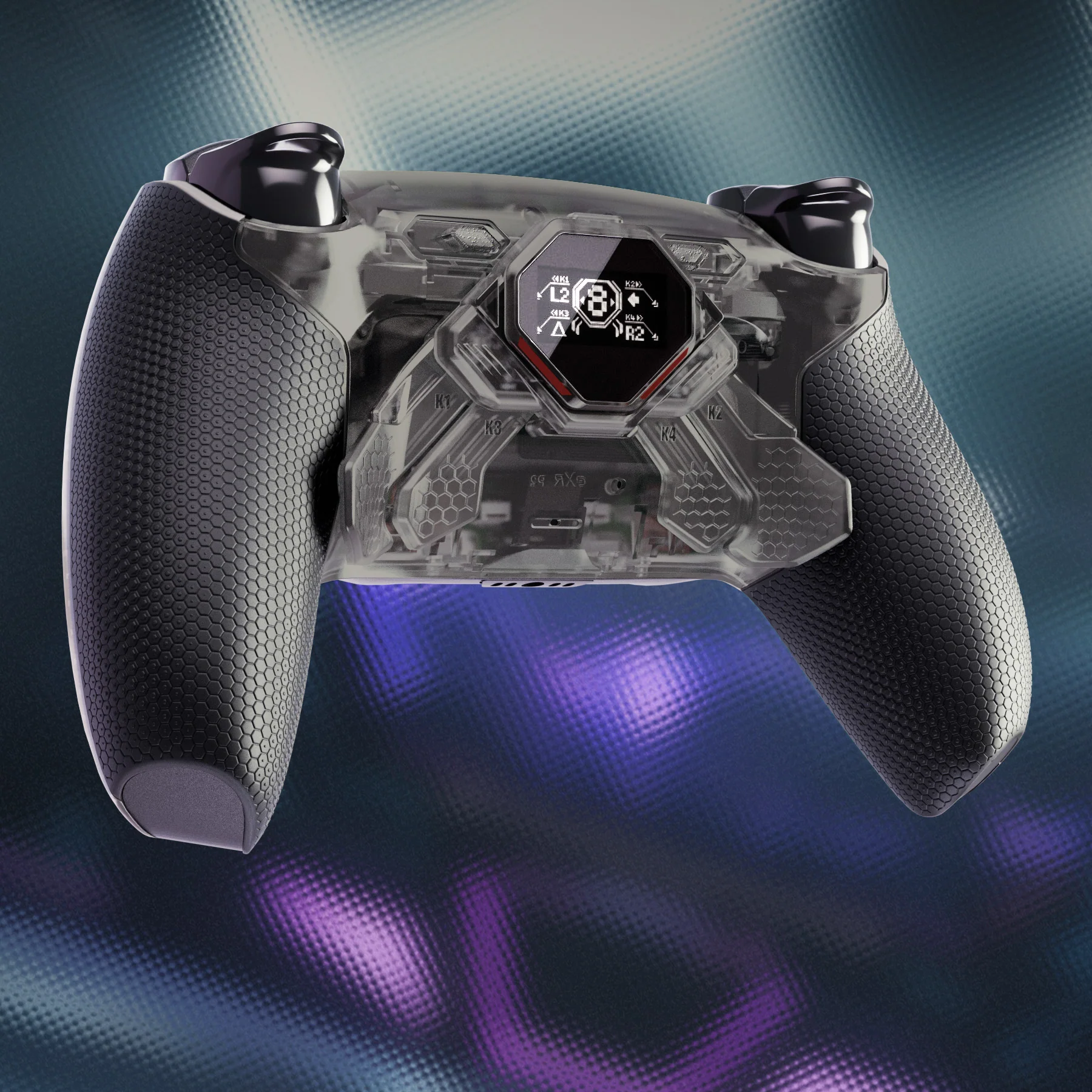eXtremeRate SPARK Back Paddles Kit with OLED Display & Clicky Trigger Stops & Ergonomic Grips for PS5 Controller BDM-010/020 - Rubberized Clear & Black - Image 9
