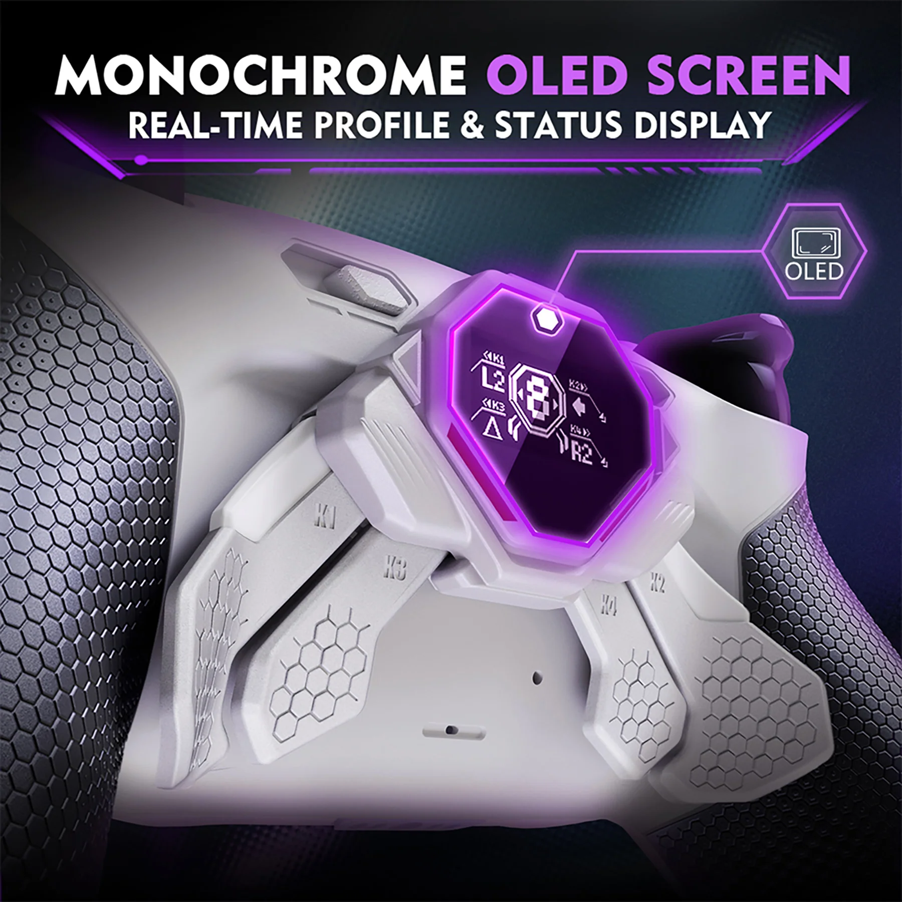 eXtremeRate SPARK Back Paddles Kit with OLED Display & Clicky Trigger Stops & Ergonomic Grips for PS5 Controller BDM-010/020 - Rubberized White & Black - Image 6