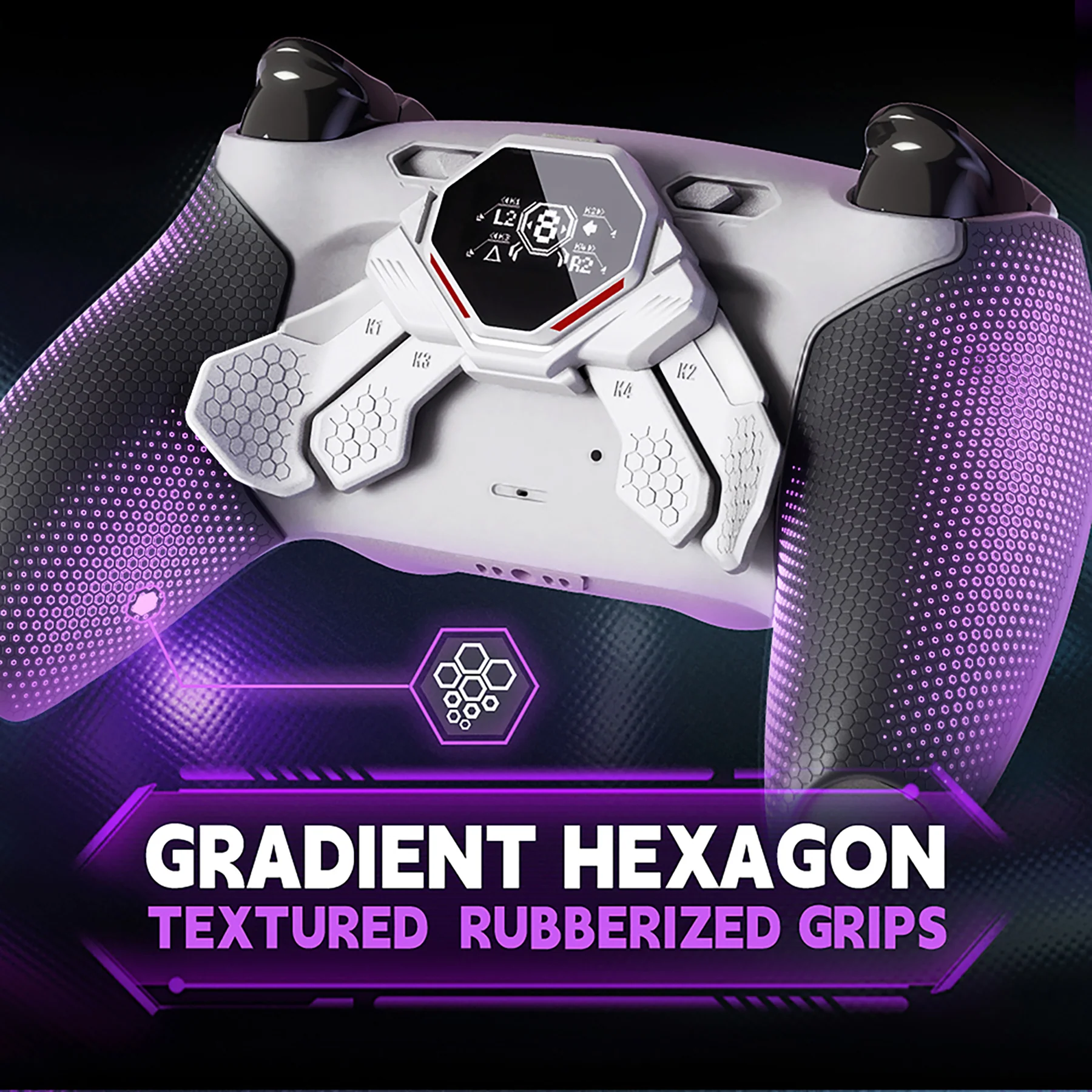 eXtremeRate SPARK Back Paddles Kit with OLED Display & Clicky Trigger Stops & Ergonomic Grips for PS5 Controller BDM-010/020 - Rubberized White & Black - Image 8