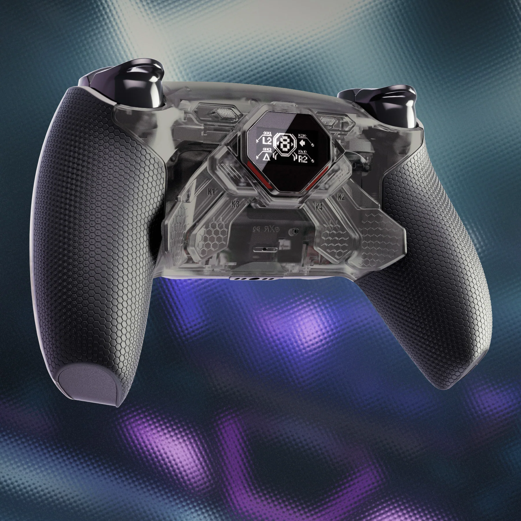 eXtremeRate SPARK Back Paddles Kit with OLED Display & Clicky Trigger Stops & Ergonomic Grips for PS5 Controller BDM-030/040/050/060 - Rubberized Clear Black - Image 9
