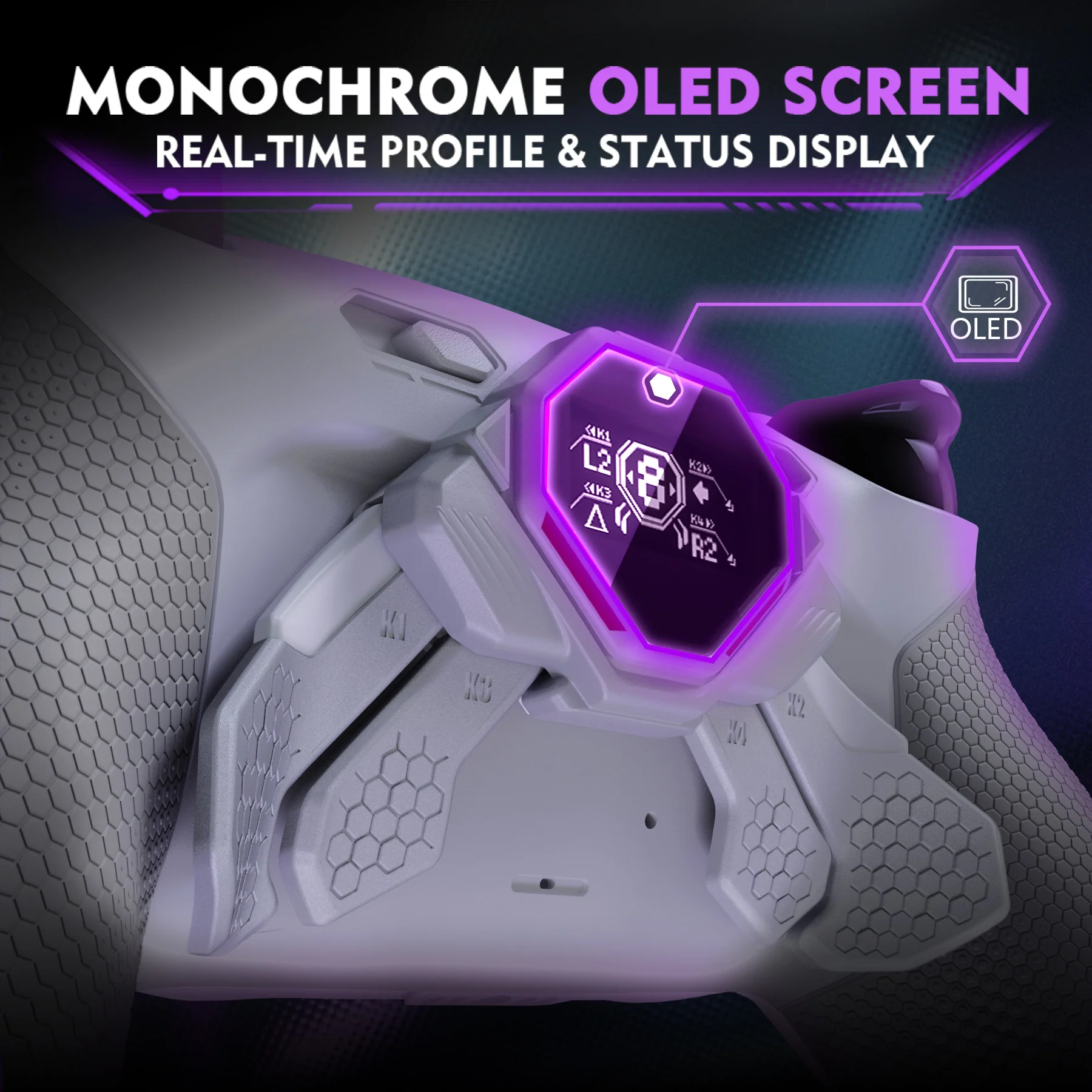 eXtremeRate SPARK Back Paddles Kit with OLED Display & Clicky Trigger Stops & Ergonomic Grips for PS5 Controller BDM-030/040/050/060 - Rubberized Gray & New Hope Gray - Image 6
