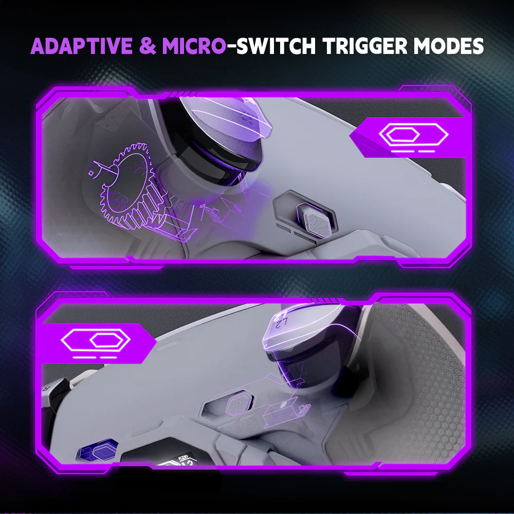 eXtremeRate SPARK Back Paddles Kit with OLED Display & Clicky Trigger Stops & Ergonomic Grips for PS5 Controller BDM-030/040/050/060 - Rubberized Gray & New Hope Gray - Image 7