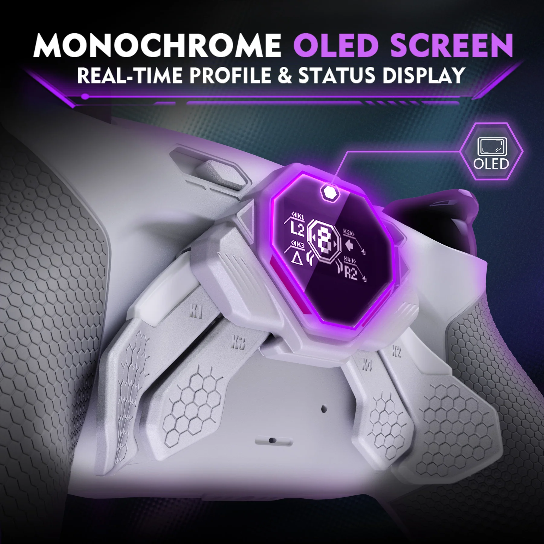 eXtremeRate SPARK Back Paddles Kit with OLED Display & Clicky Trigger Stops & Ergonomic Grips for PS5 Controller BDM-030/040/050/060 - Rubberized White & Gray - Image 6