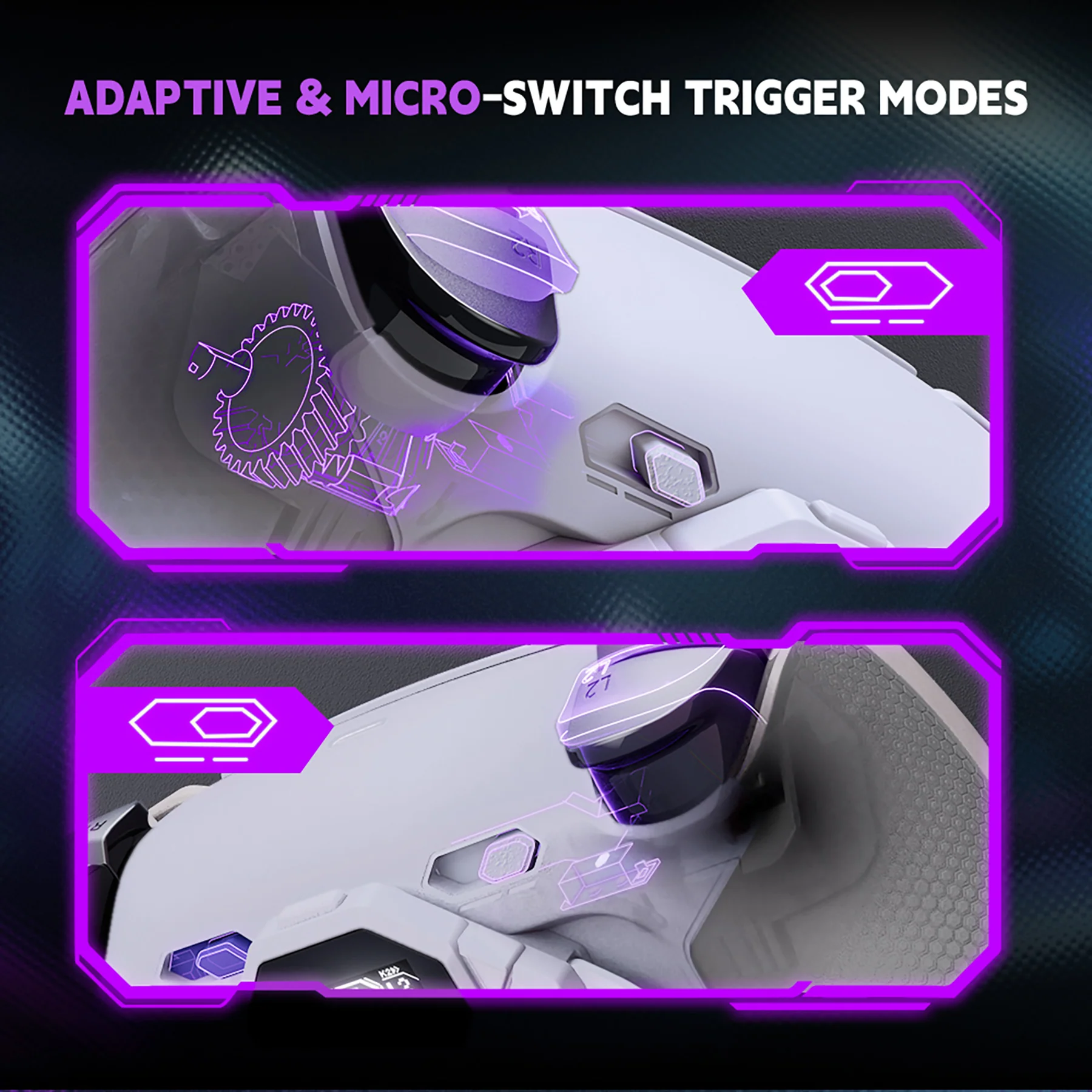 eXtremeRate SPARK Back Paddles Kit with OLED Display & Clicky Trigger Stops & Ergonomic Grips for PS5 Controller BDM-030/040/050/060 - Rubberized White & Gray - Image 7