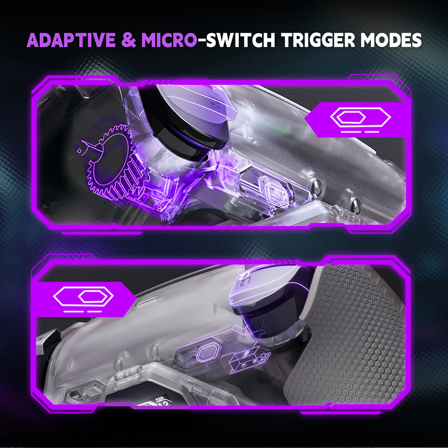 eXtremeRate SPARK Back Paddles Kit with OLED Display & Clicky Trigger Stops & Ergonomic Grips for PS5 Controller BDM-030/040/050 - Rubberized Clear & Gray - Image 7
