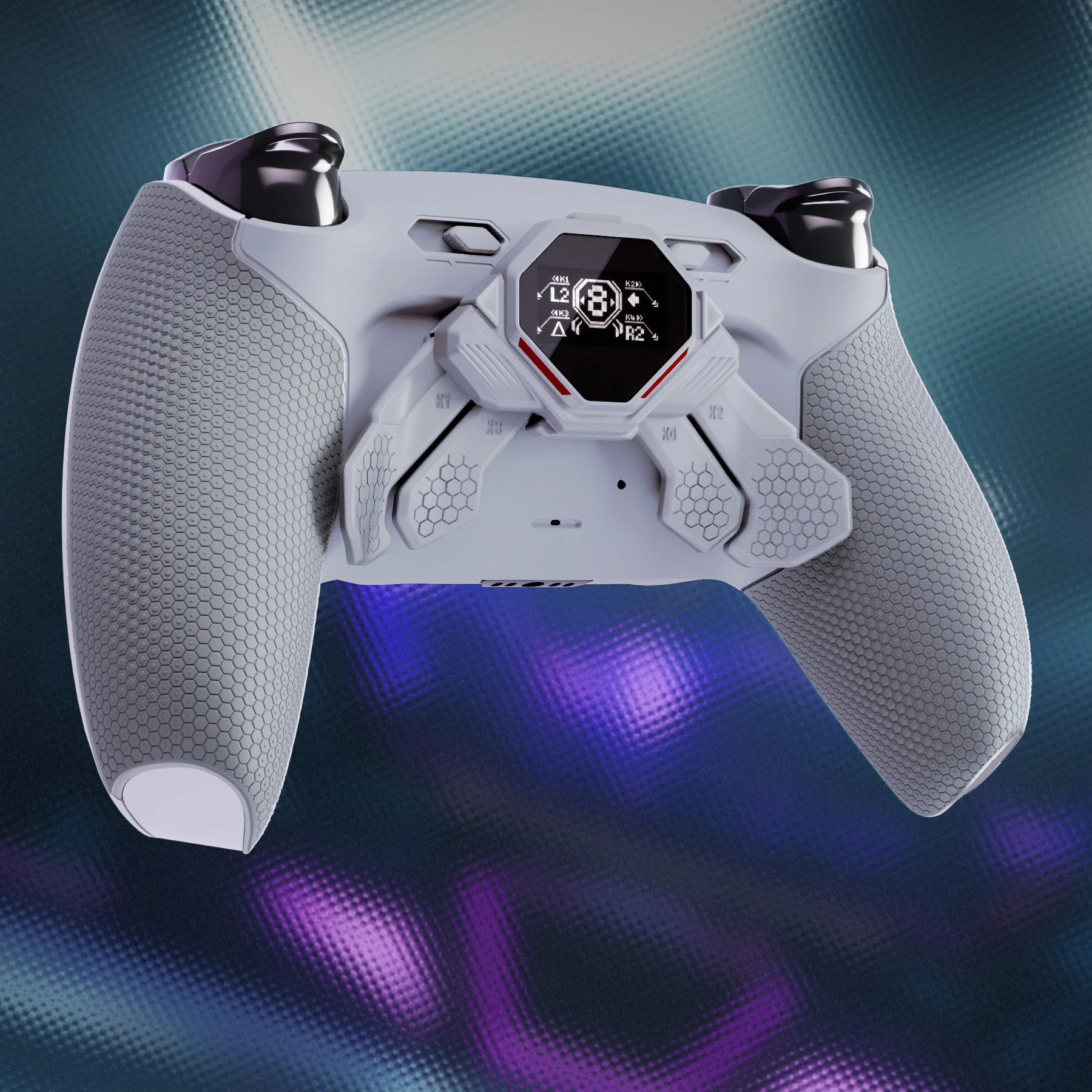 eXtremeRate SPARK Back Paddles Kit with OLED Display & Clicky Trigger Stops & Ergonomic Grips for PS5 Controller BDM-030/040/050 - Rubberized Gray & New Hope Gray - Image 9