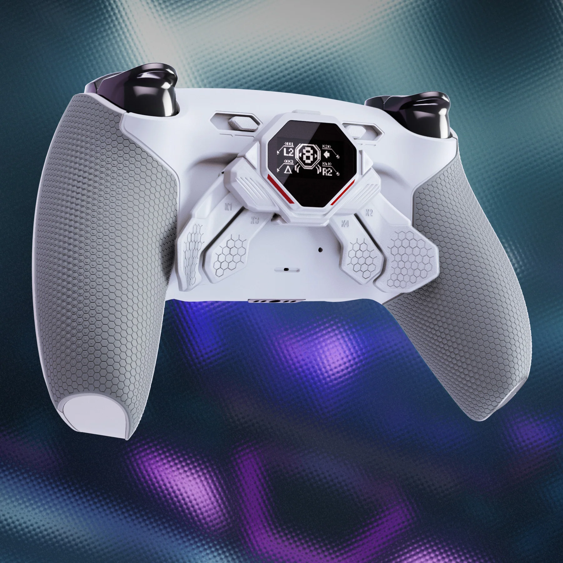 eXtremeRate SPARK Back Paddles Kit with OLED Display & Clicky Trigger Stops & Ergonomic Grips for PS5 Controller BDM-030/040/050 - Rubberized White & Gray - Image 9