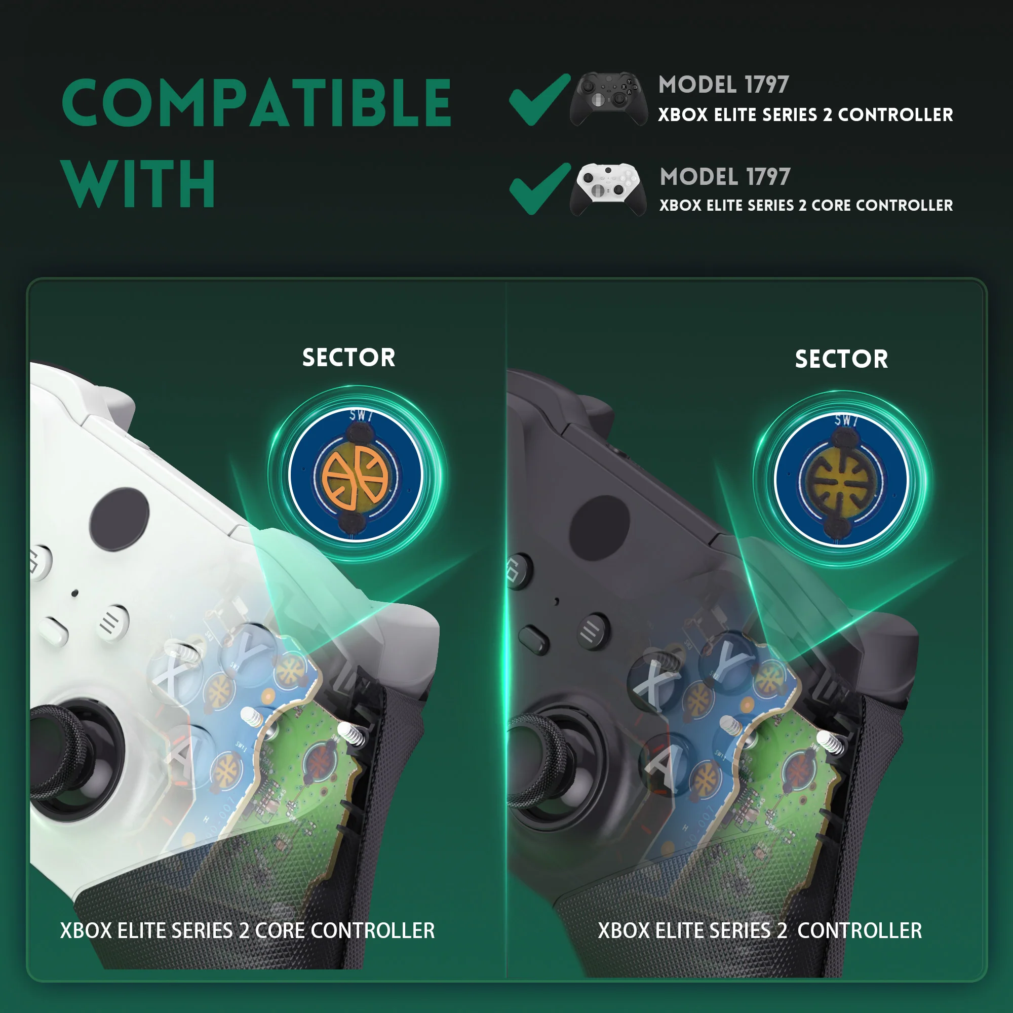 eXtremeRate Strong Version Whole Clicky Kit for Xbox Elite Series 2 Controller Shoulder ABXY Buttons, Ergonomic Tactile Switches LT RT A B X Y Mouse Click Kit for Xbox Elite Series 2 Core Controller (Model 1797) - Image 3