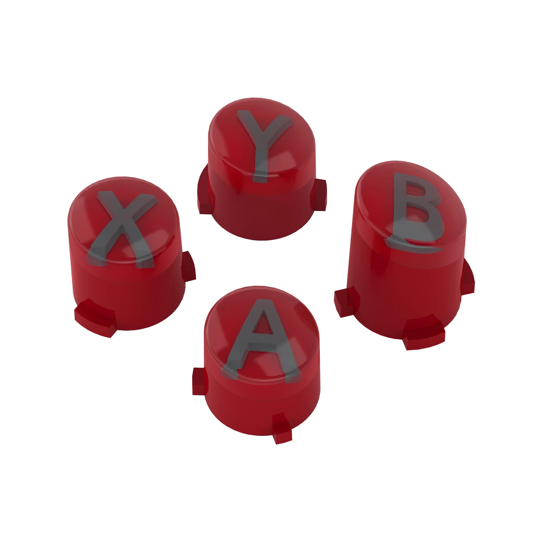 eXtremeRate Three-Tone ABXY Action Buttons with Classic Symbols for Xbox Series X/S Controller & Xbox One X/S & Xbox One Elite V1/V2 Controller - Carmine Red & Clear & Classic Gray - Image 2