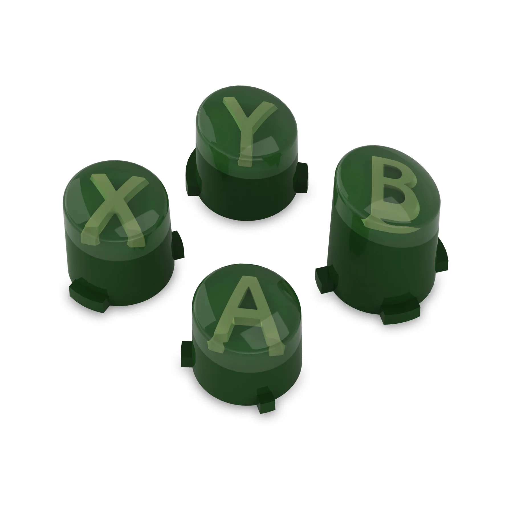 eXtremeRate Three-Tone ABXY Action Buttons with Classic Symbols for Xbox Series X/S Controller & Xbox One X/S & Xbox One Elite V1/V2 Controller - Deep Pine Green & Clear & Bamboo Green - Image 2