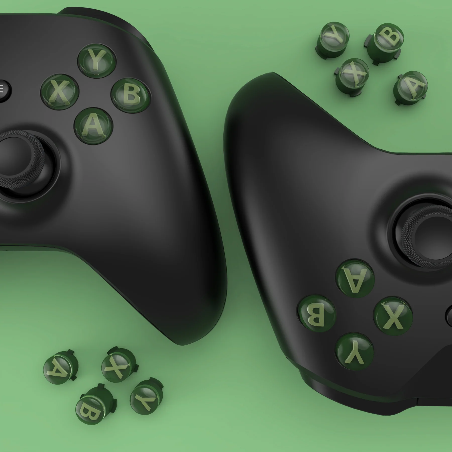 eXtremeRate Three-Tone ABXY Action Buttons with Classic Symbols for Xbox Series X/S Controller & Xbox One X/S & Xbox One Elite V1/V2 Controller - Deep Pine Green & Clear & Bamboo Green - Image 7
