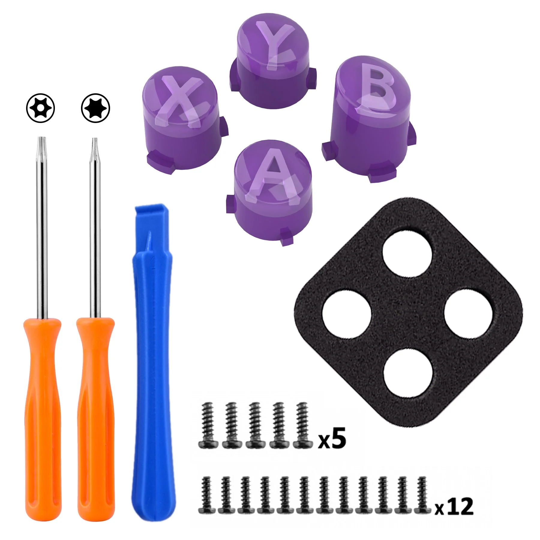 eXtremeRate Three-Tone ABXY Action Buttons with Classic Symbols for Xbox Series X/S Controller & Xbox One X/S & Xbox One Elite V1/V2 Controller - Mist Purple & Clear & Taro Purple - Image 3