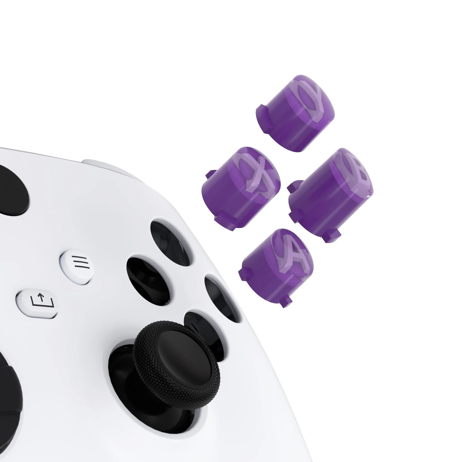 eXtremeRate Three-Tone ABXY Action Buttons with Classic Symbols for Xbox Series X/S Controller & Xbox One X/S & Xbox One Elite V1/V2 Controller - Mist Purple & Clear & Taro Purple - Image 4