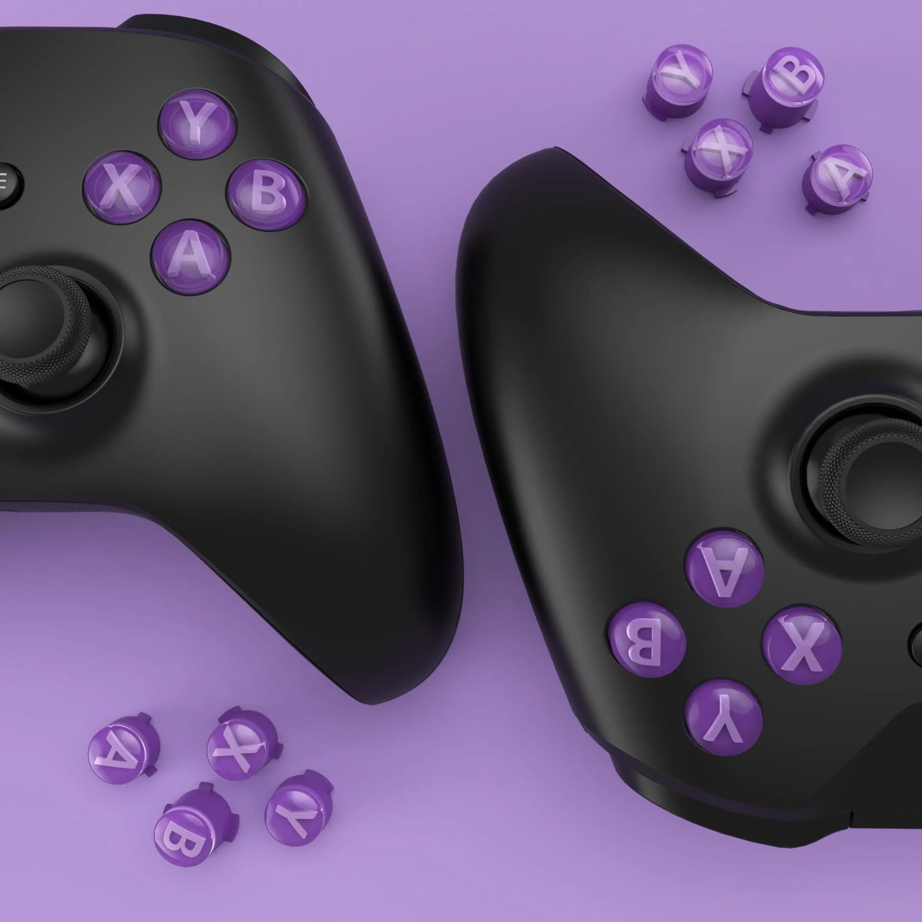 eXtremeRate Three-Tone ABXY Action Buttons with Classic Symbols for Xbox Series X/S Controller & Xbox One X/S & Xbox One Elite V1/V2 Controller - Mist Purple & Clear & Taro Purple - Image 7