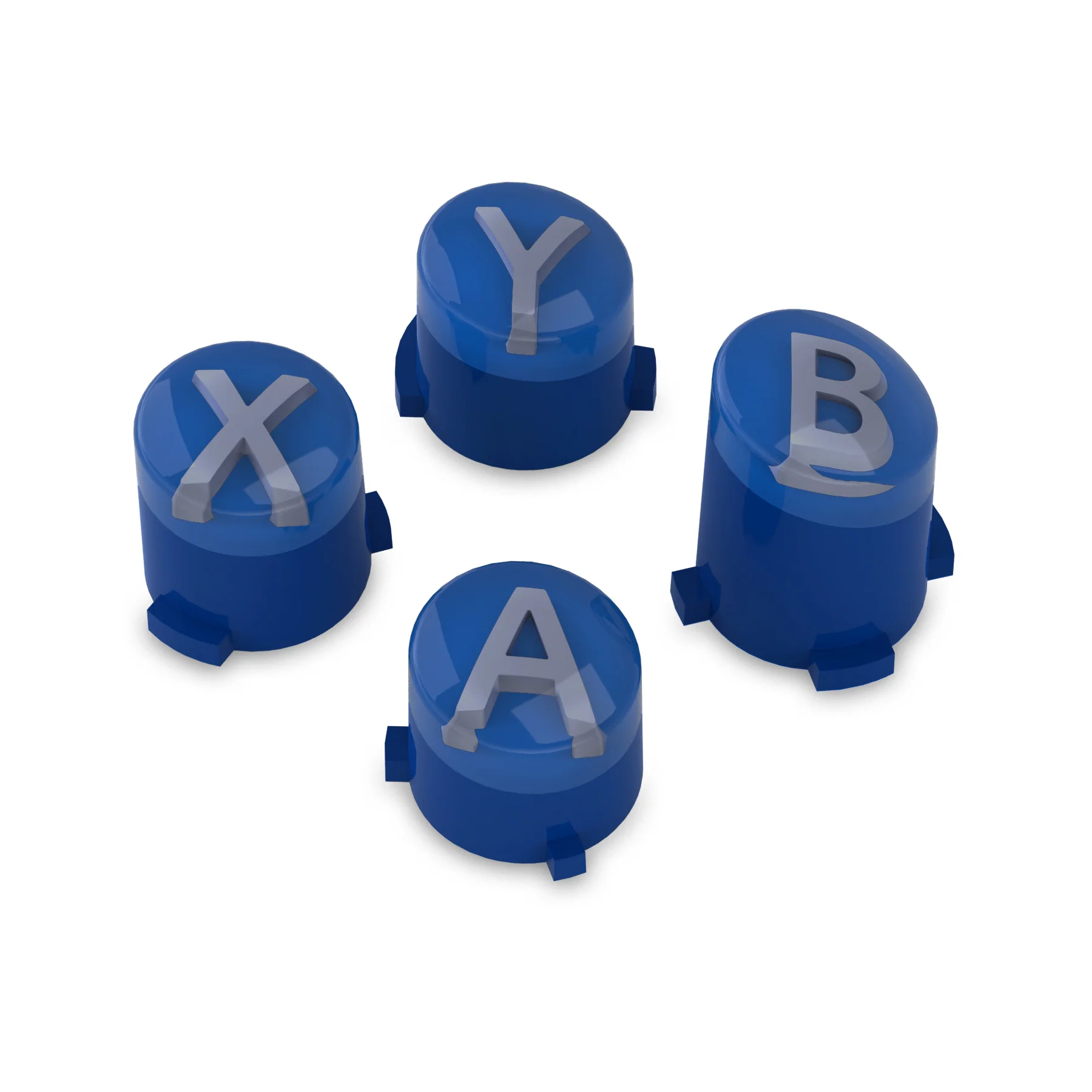eXtremeRate Three-Tone ABXY Action Buttons with Classic Symbols for Xbox Series X/S Controller & Xbox One X/S & Xbox One Elite V1/V2 Controller - Yale Blue & Clear & New Hope Gray - Image 2