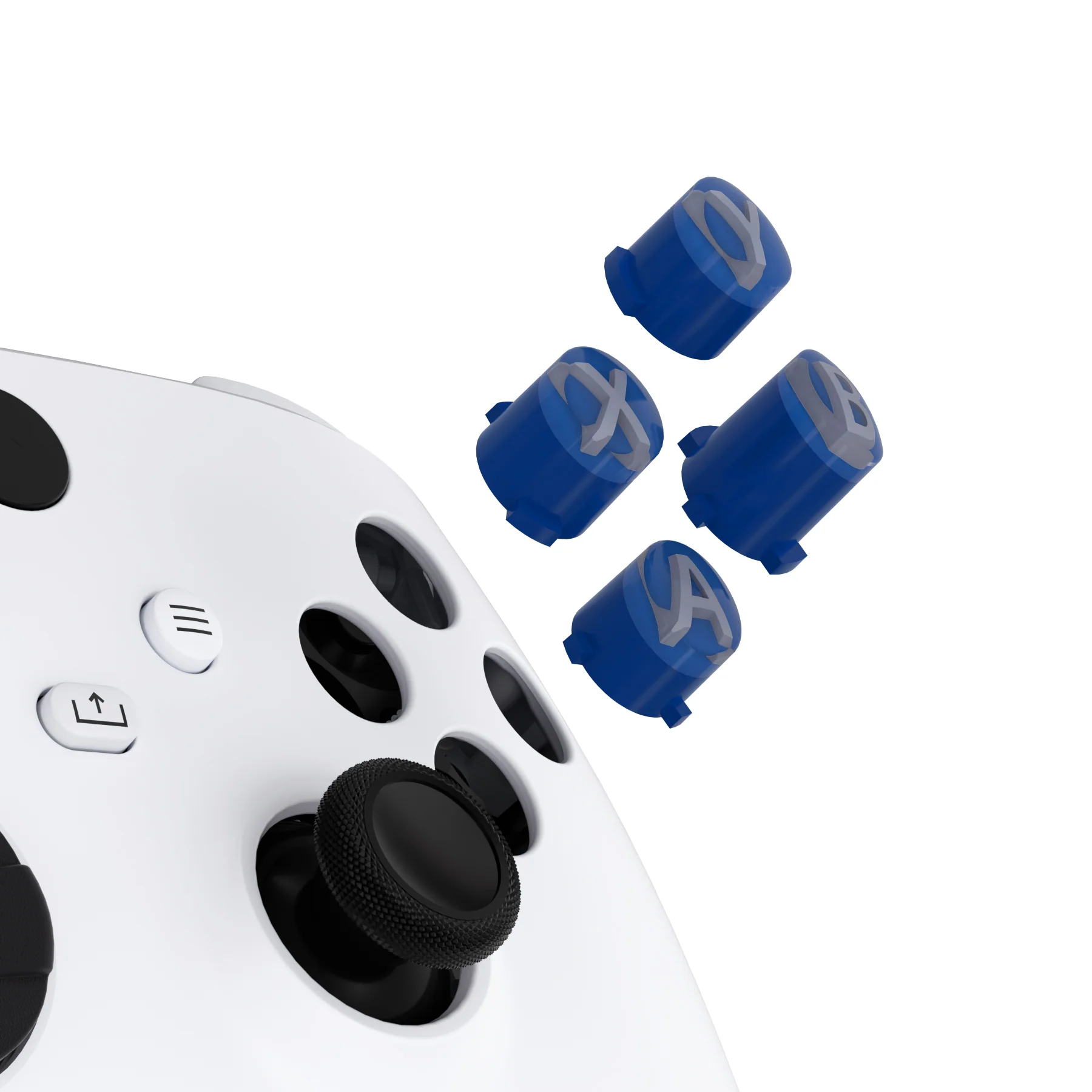 eXtremeRate Three-Tone ABXY Action Buttons with Classic Symbols for Xbox Series X/S Controller & Xbox One X/S & Xbox One Elite V1/V2 Controller - Yale Blue & Clear & New Hope Gray - Image 4