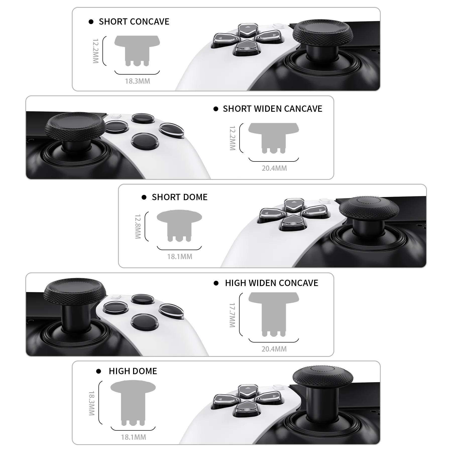 eXtremeRate ThumbsGear Interchangeable Thumbsticks for PS5 Edge Controller - Black - Image 3