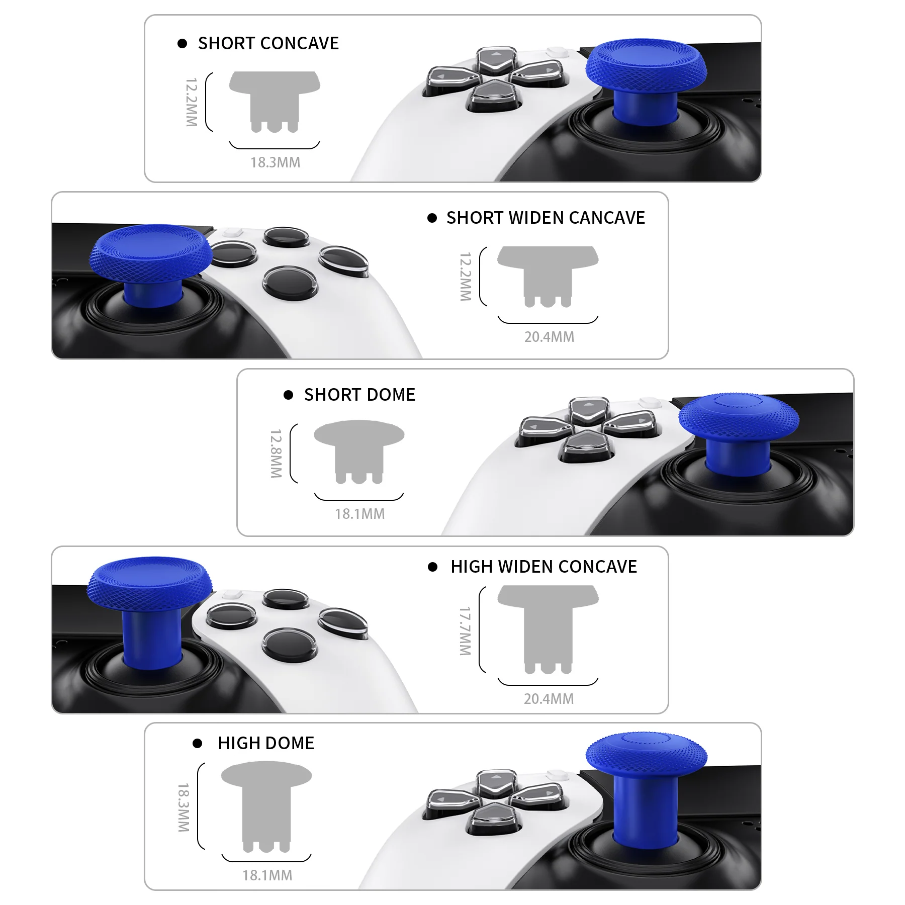 eXtremeRate ThumbsGear Interchangeable Thumbsticks for PS5 Edge Controller - Blue - Image 3