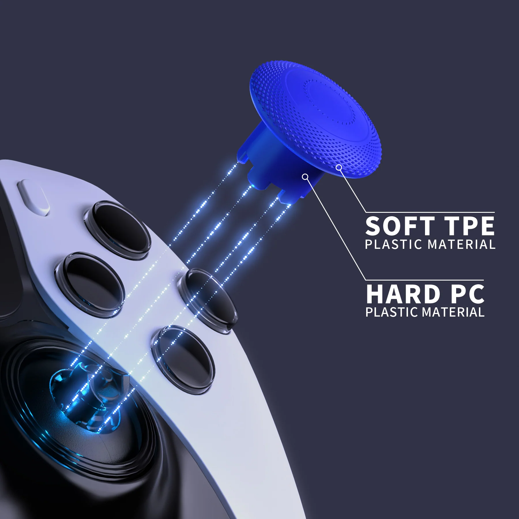 eXtremeRate ThumbsGear Interchangeable Thumbsticks for PS5 Edge Controller - Blue - Image 5