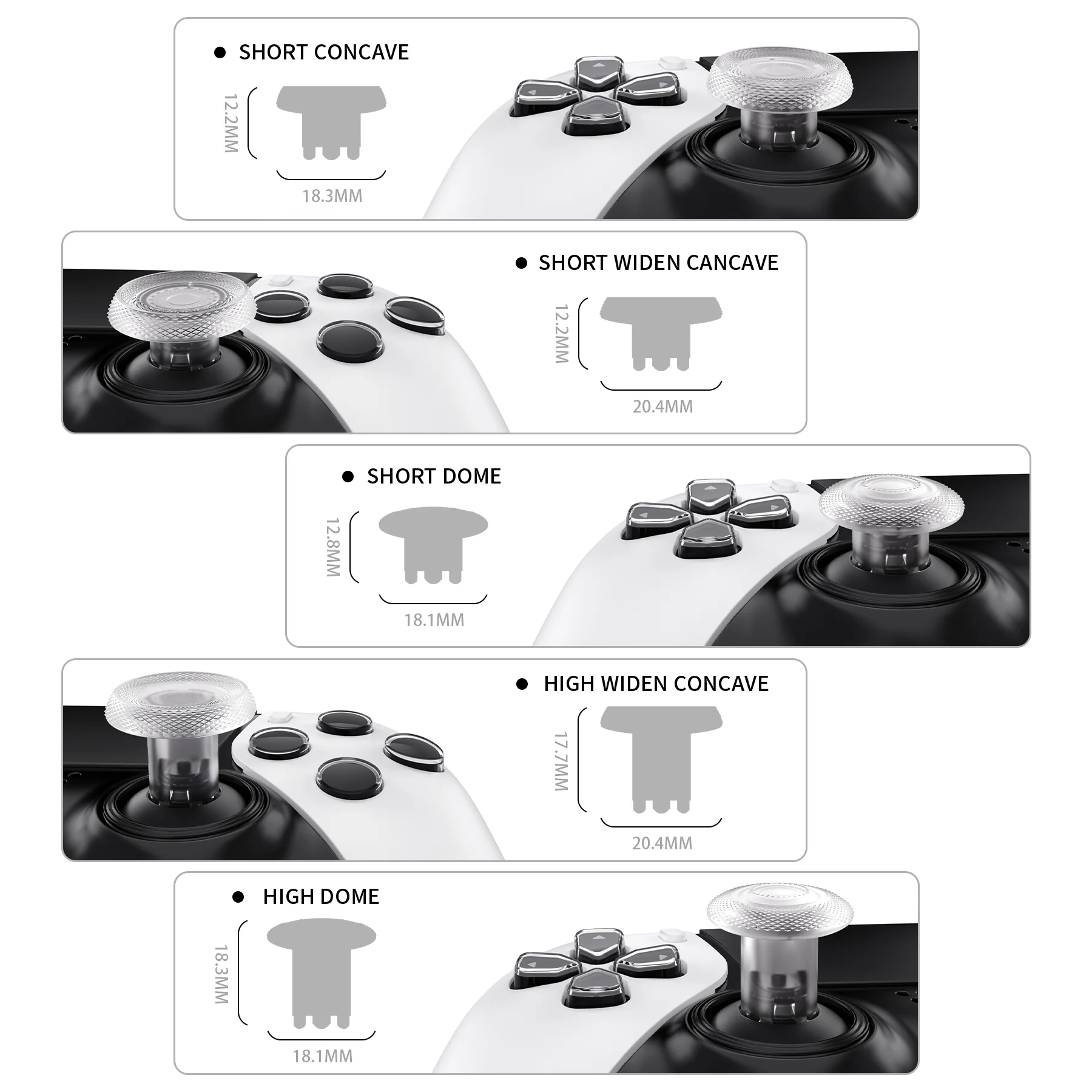 eXtremeRate ThumbsGear Interchangeable Thumbsticks for PS5 Edge Controller - Clear - Image 3