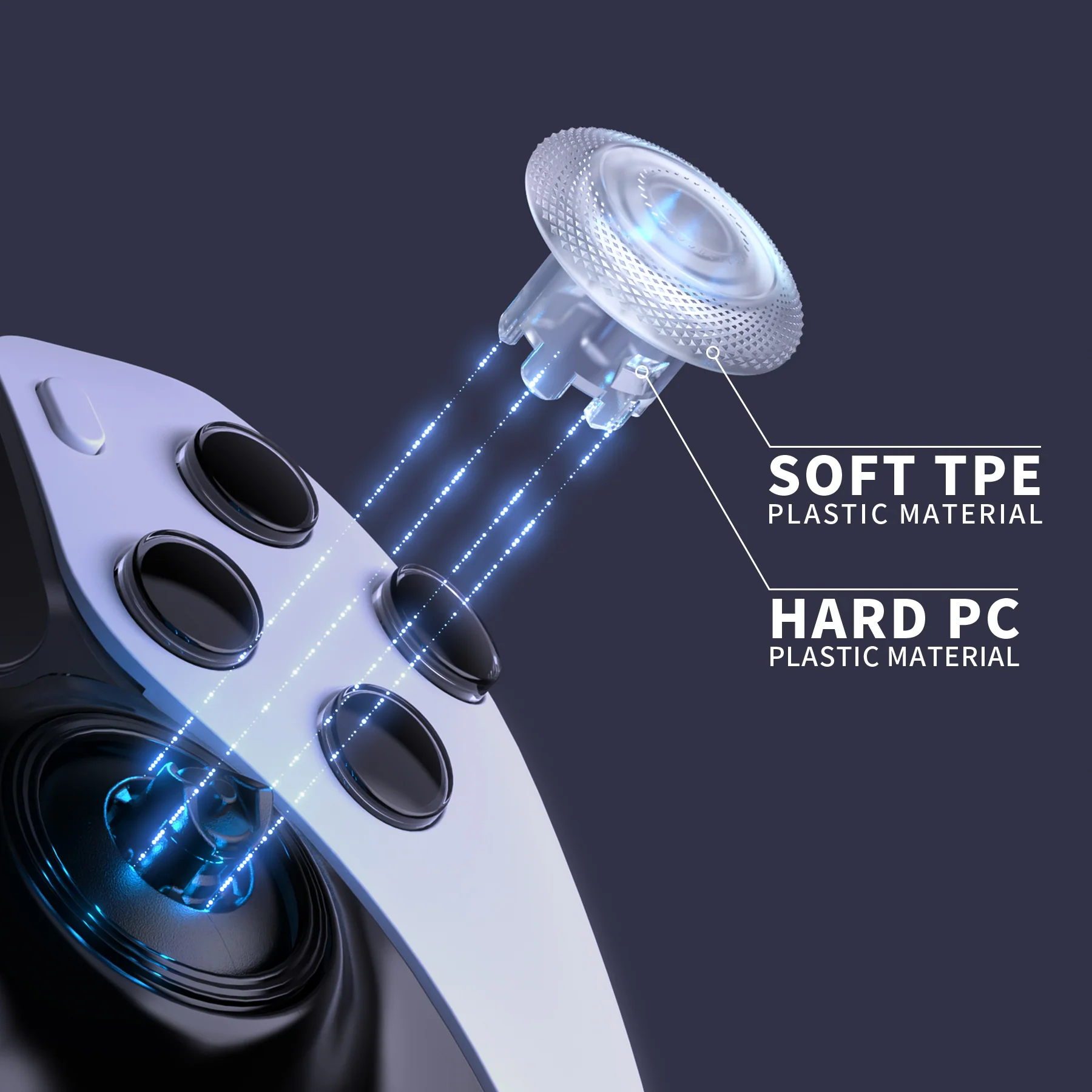 eXtremeRate ThumbsGear Interchangeable Thumbsticks for PS5 Edge Controller - Clear - Image 5