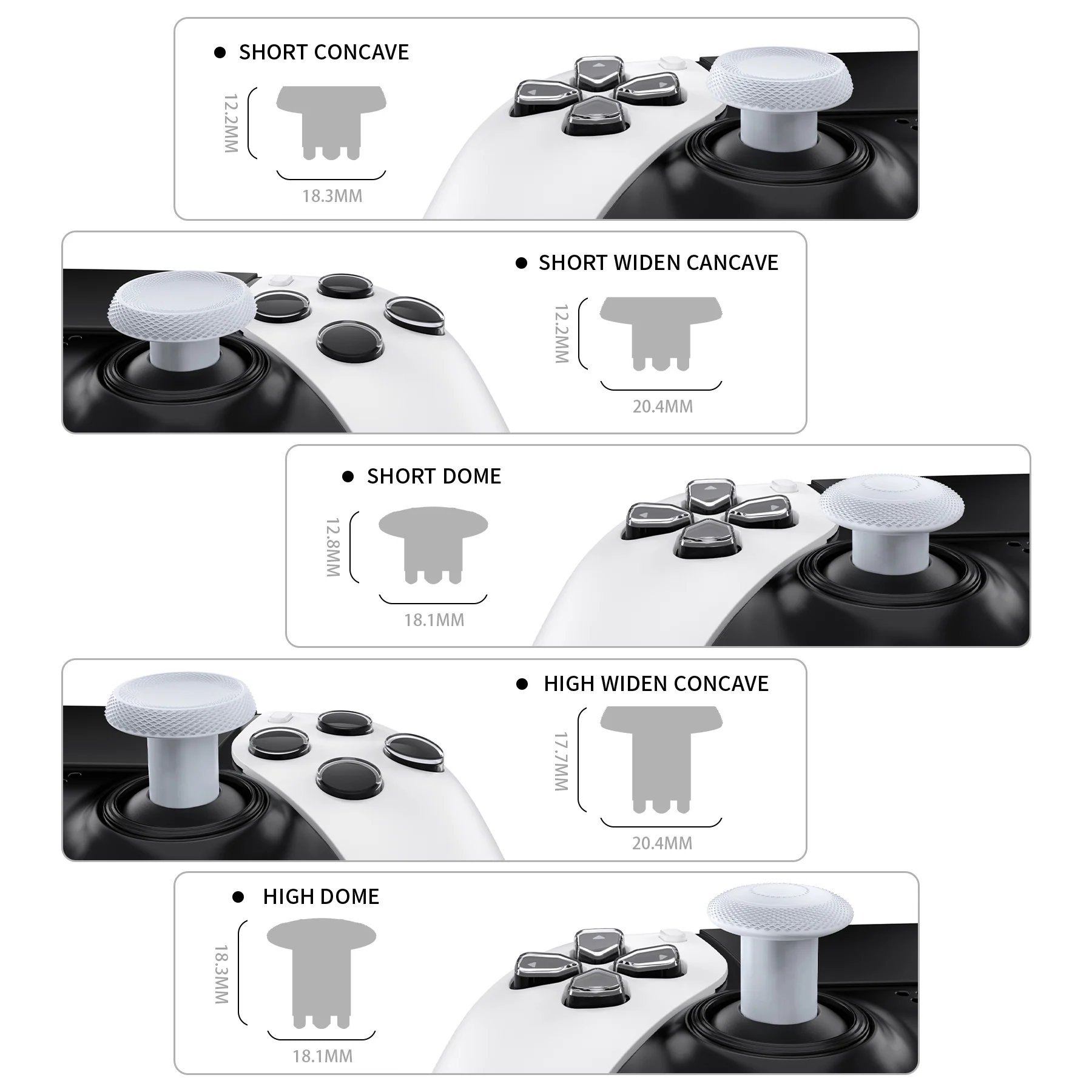 eXtremeRate ThumbsGear Interchangeable Thumbsticks for PS5 Edge Controller - Original White - Image 3