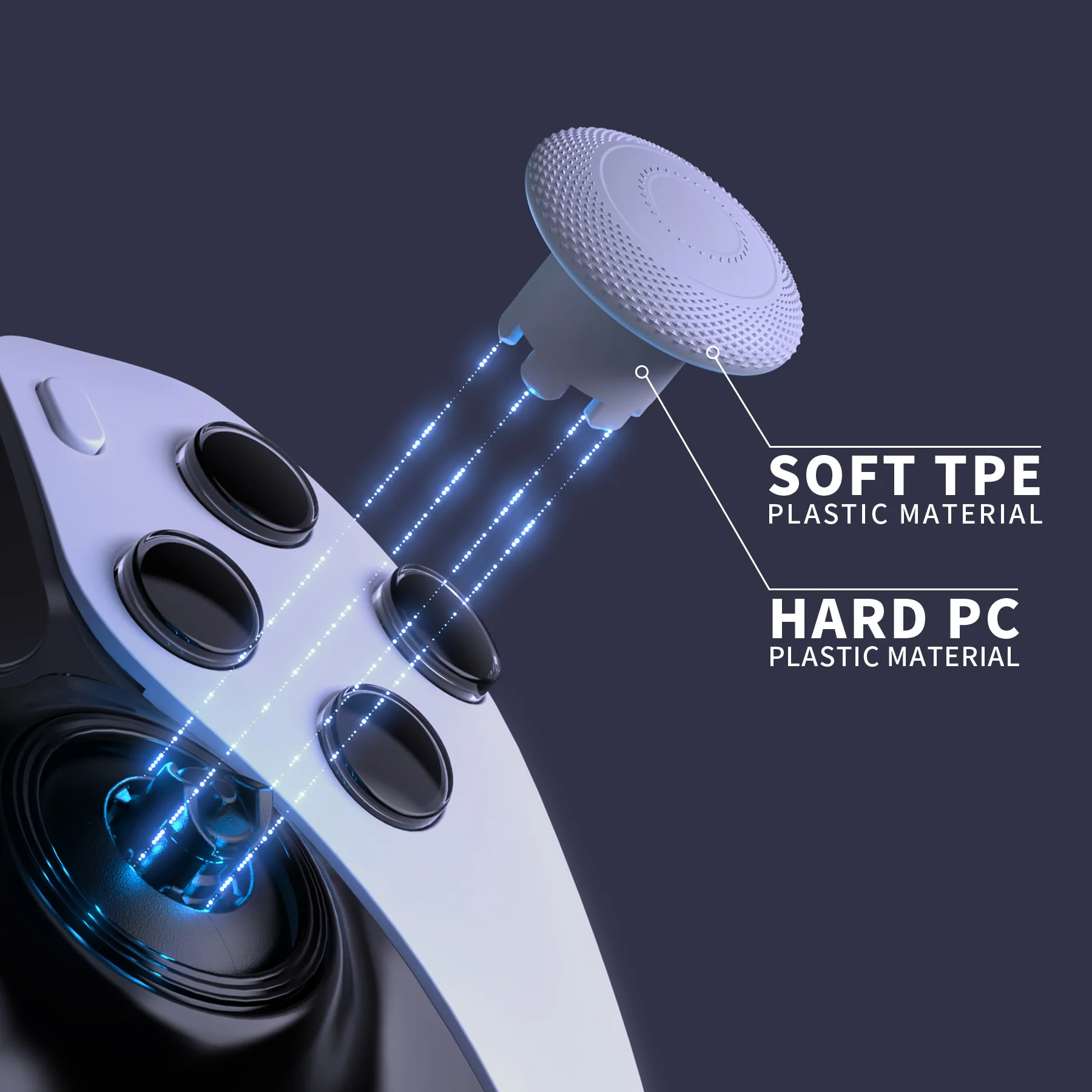 eXtremeRate ThumbsGear Interchangeable Thumbsticks for PS5 Edge Controller - Original White - Image 5