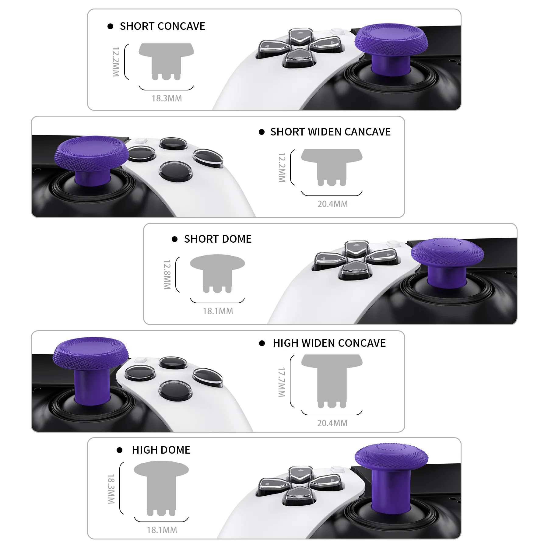 eXtremeRate ThumbsGear Interchangeable Thumbsticks for PS5 Edge Controller - Purple - Image 3
