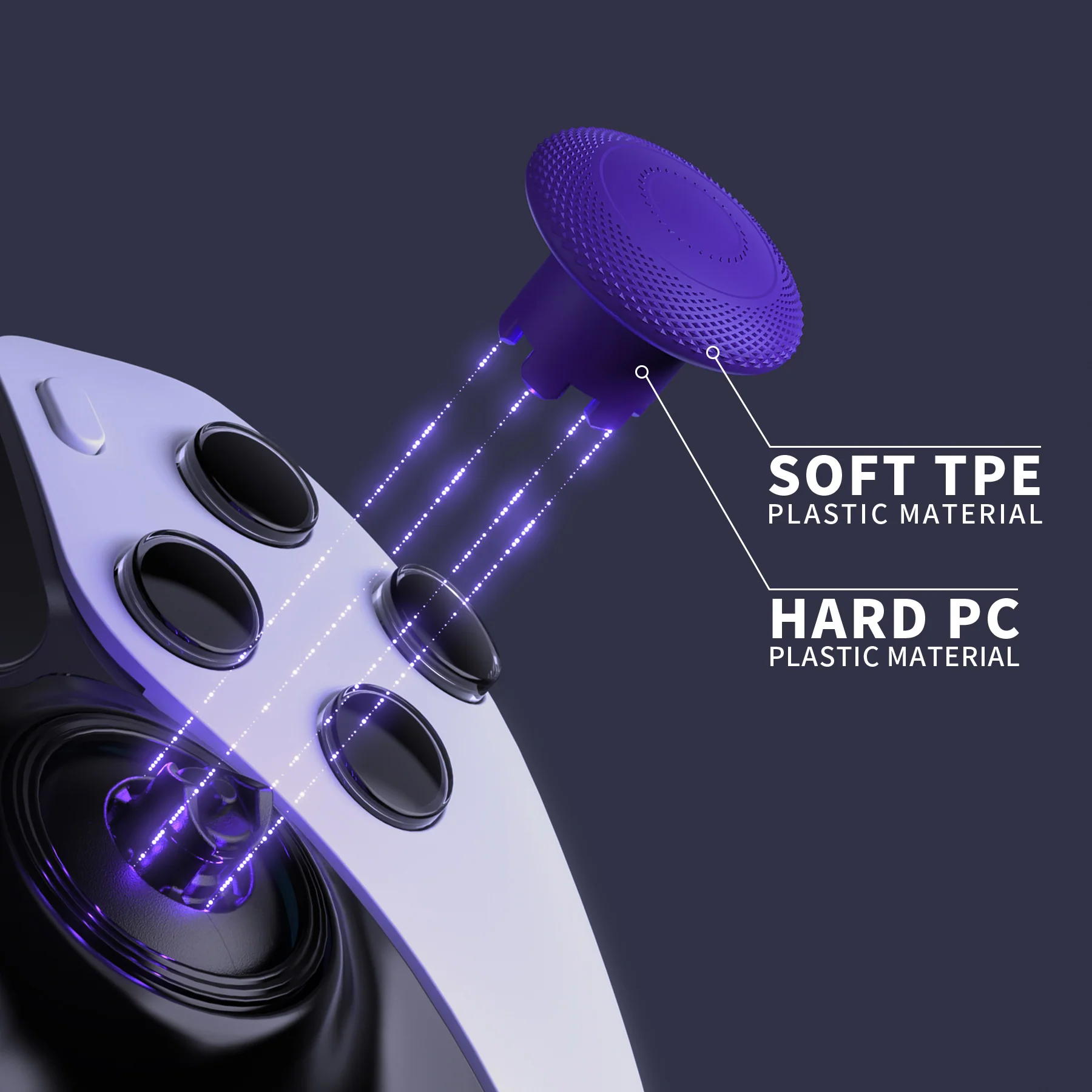 eXtremeRate ThumbsGear Interchangeable Thumbsticks for PS5 Edge Controller - Purple - Image 5