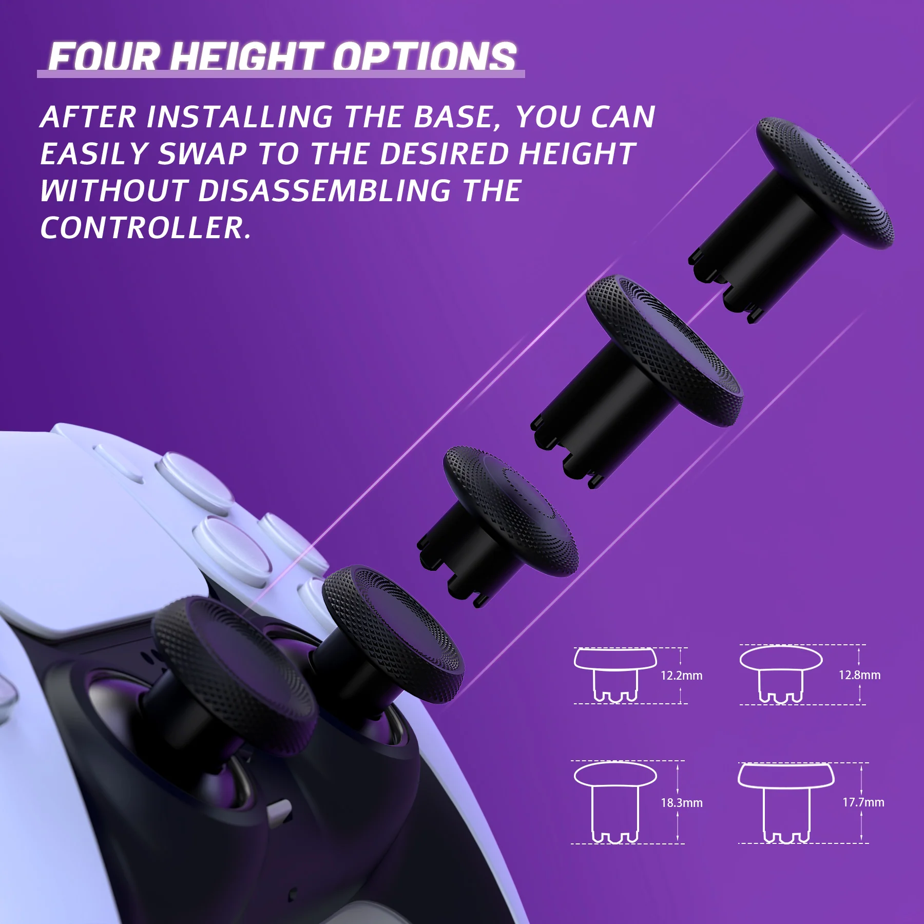 eXtremeRate ThumbsGear V3 Interchangeable Ergonomic Thumbstick for PS5 & PS4 Controller - Black - Image 3