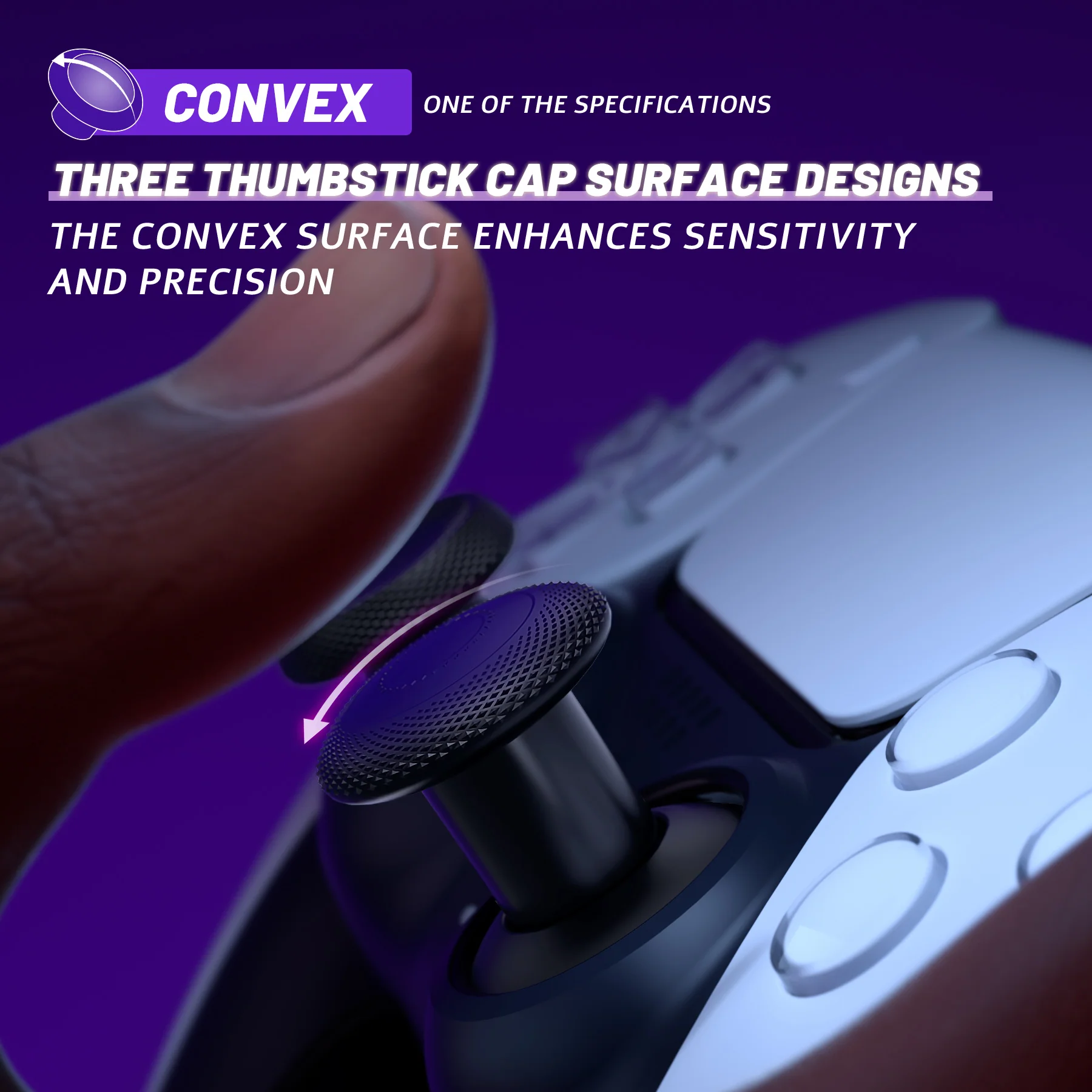 eXtremeRate ThumbsGear V3 Interchangeable Ergonomic Thumbstick for PS5 & PS4 Controller - Black - Image 5