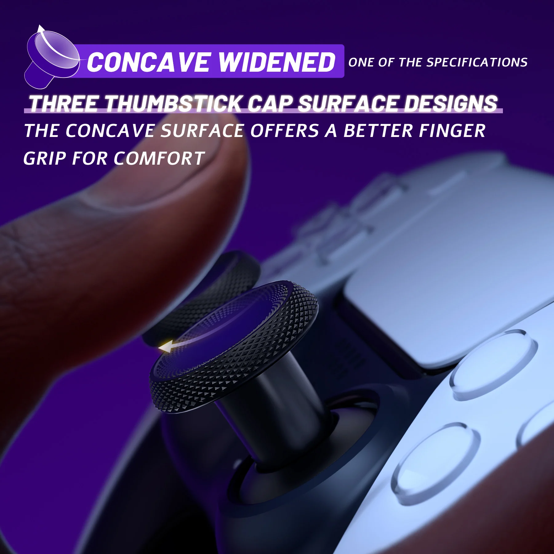 eXtremeRate ThumbsGear V3 Interchangeable Ergonomic Thumbstick for PS5 & PS4 Controller - Black - Image 6