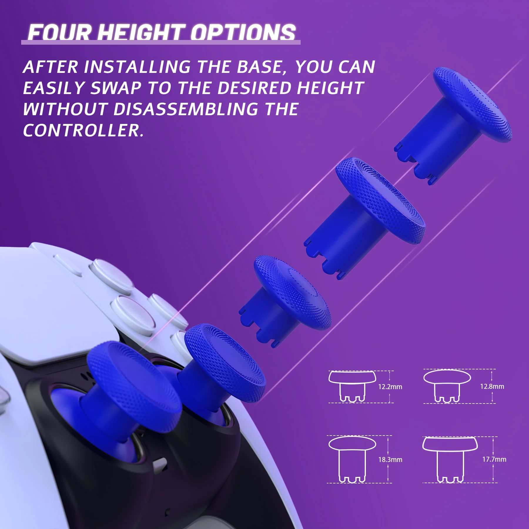 eXtremeRate ThumbsGear V3 Interchangeable Ergonomic Thumbstick for PS5 & PS4 Controller - Blue - Image 3