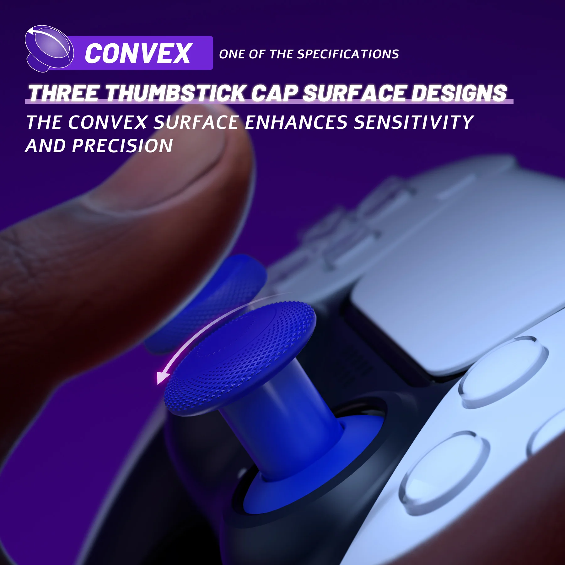 eXtremeRate ThumbsGear V3 Interchangeable Ergonomic Thumbstick for PS5 & PS4 Controller - Blue - Image 5