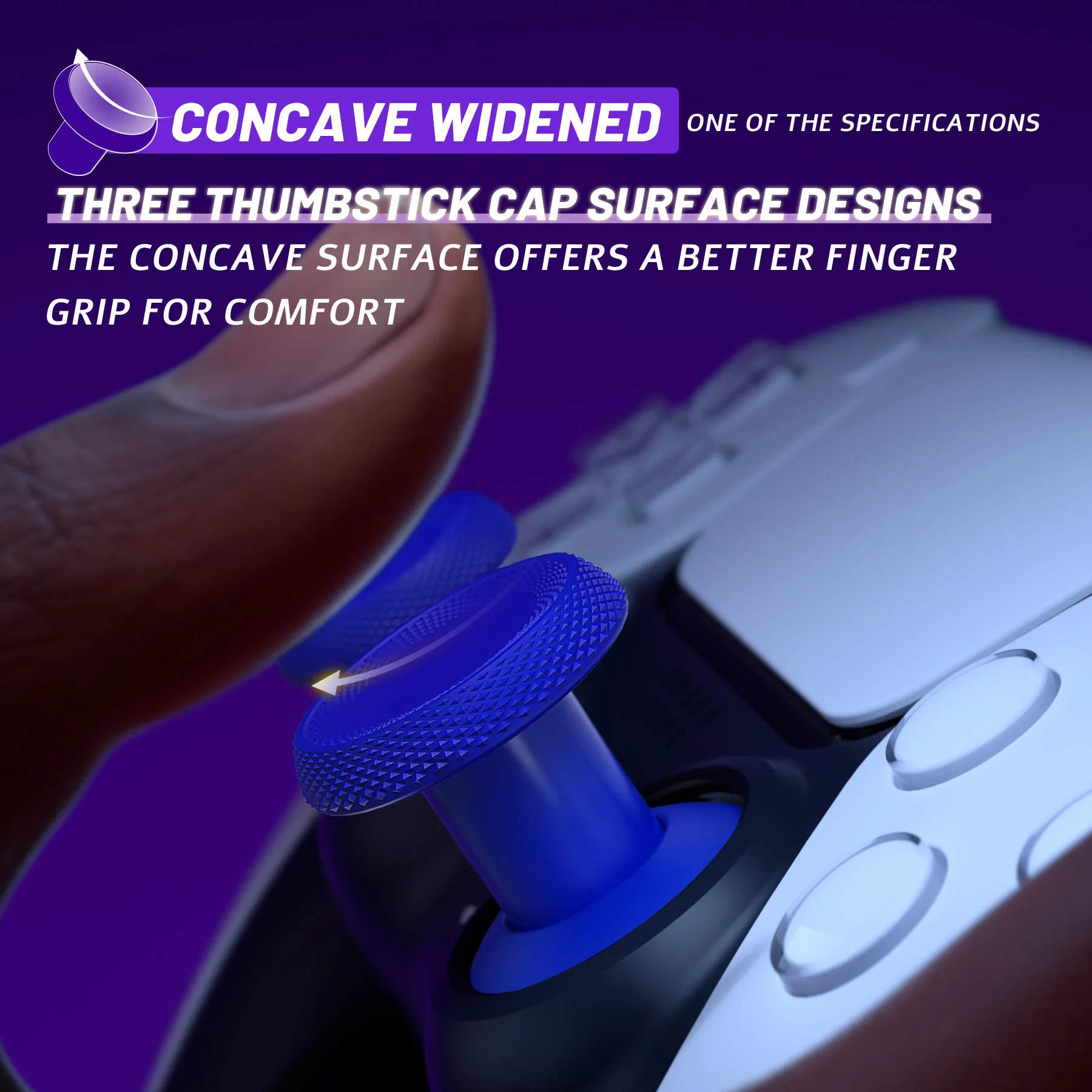 eXtremeRate ThumbsGear V3 Interchangeable Ergonomic Thumbstick for PS5 & PS4 Controller - Blue - Image 6
