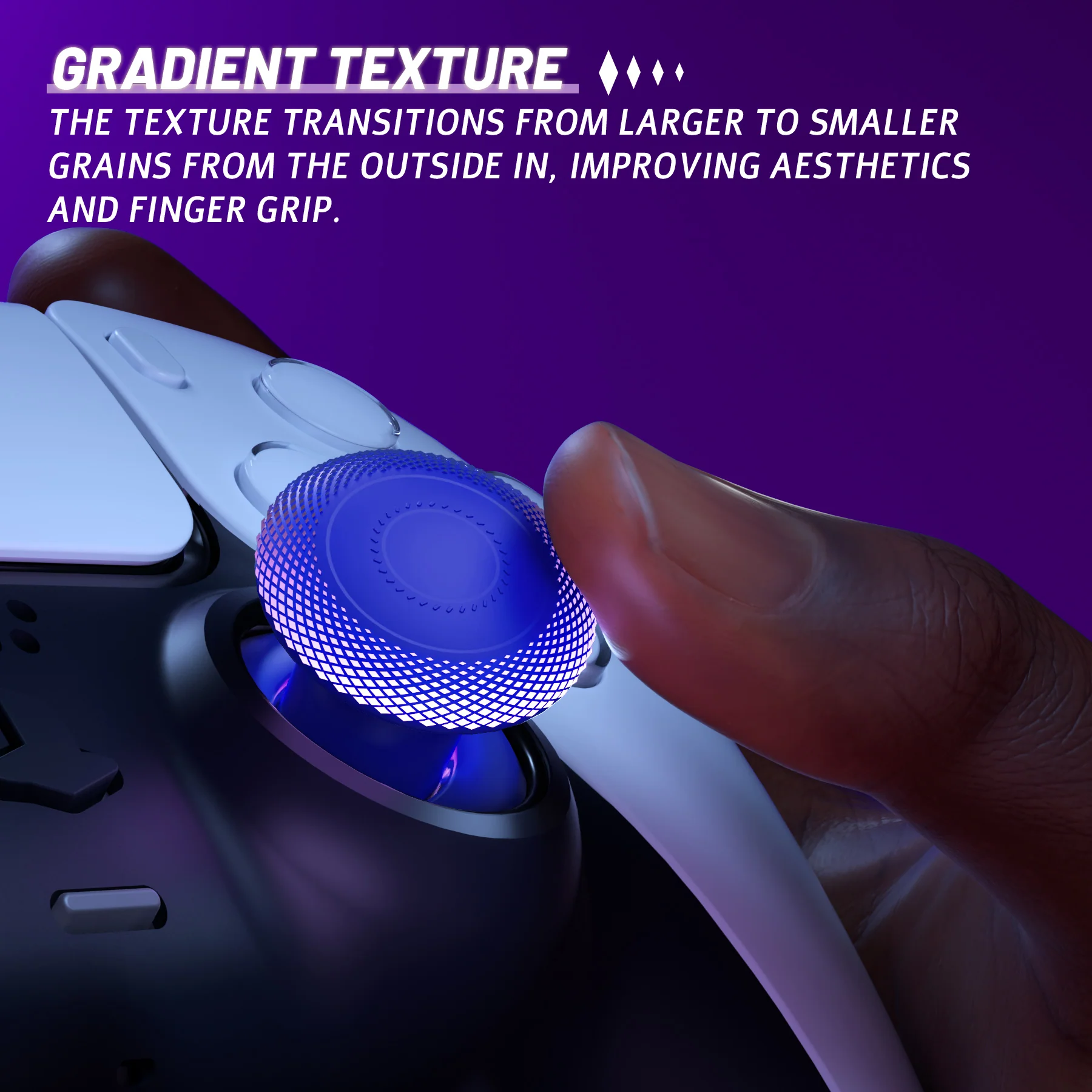 eXtremeRate ThumbsGear V3 Interchangeable Ergonomic Thumbstick for PS5 & PS4 Controller - Blue - Image 7