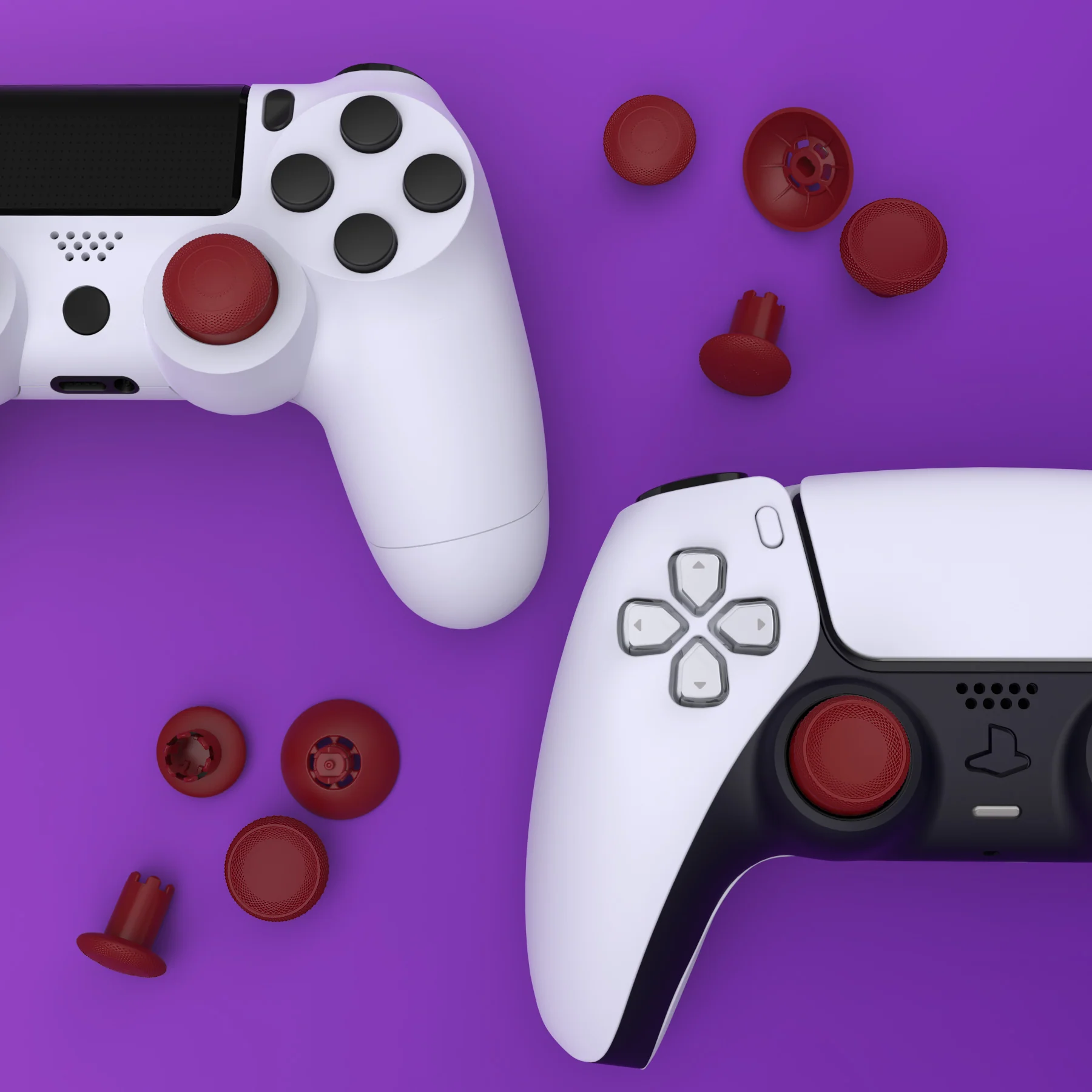 eXtremeRate ThumbsGear V3 Interchangeable Ergonomic Thumbstick for PS5 & PS4 Controller - Carmine Red - Image 10