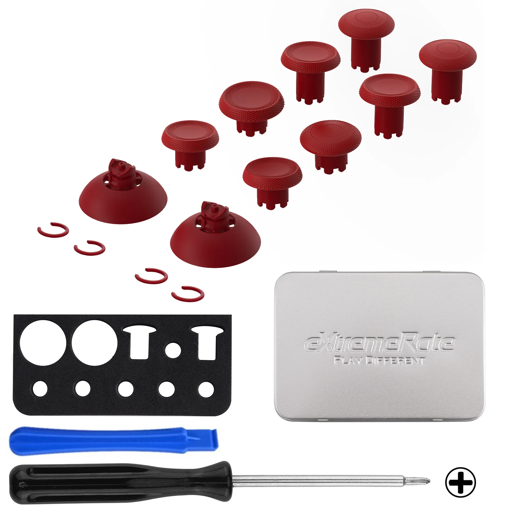 eXtremeRate ThumbsGear V3 Interchangeable Ergonomic Thumbstick for PS5 & PS4 Controller - Carmine Red - Image 2